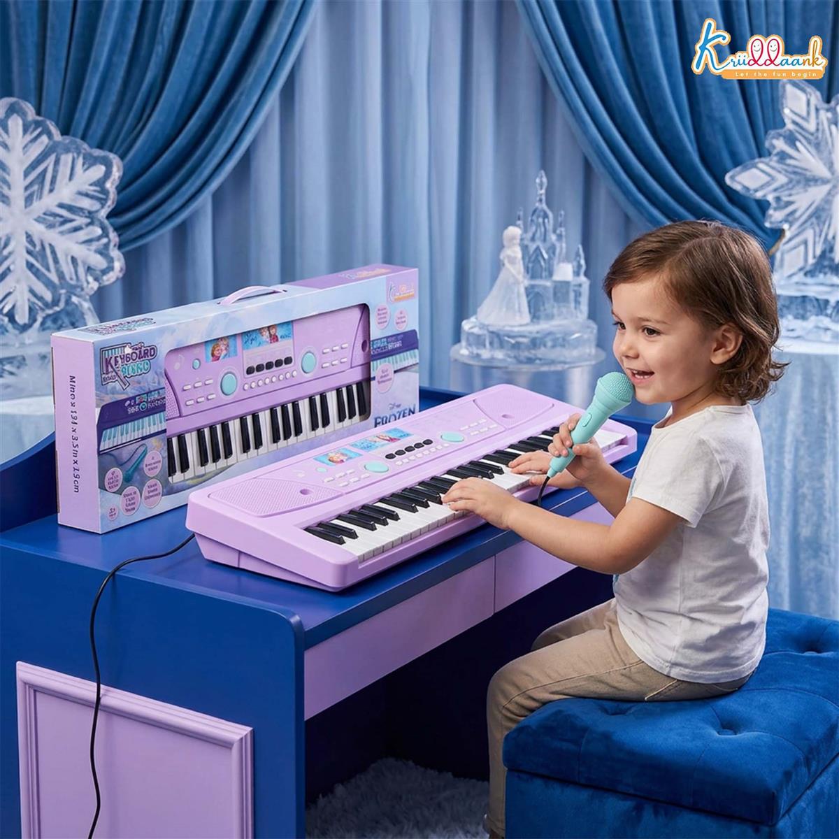 Frozen Keyboard Piano for Kids with 50 Keys, 49 Organ Scale Keys, Microphone, 16 Rhythms, 8 Instrument Sounds & USB Power - Educational Musical Toy for Boys & Girls 3+ Years (Turkish Blue)