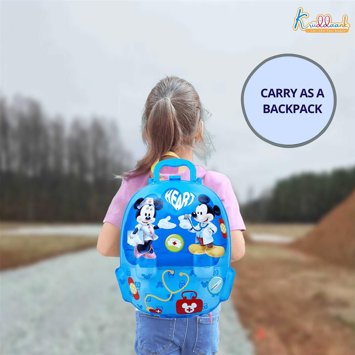 Disney Mickey Theme Backpack Doctor Gift Set for Kids - 8 Pcs Medical Kit with Interactive Light & Sound Stethoscope, Portable Educational Role Play Toy for Boys & Girls Ages 3+