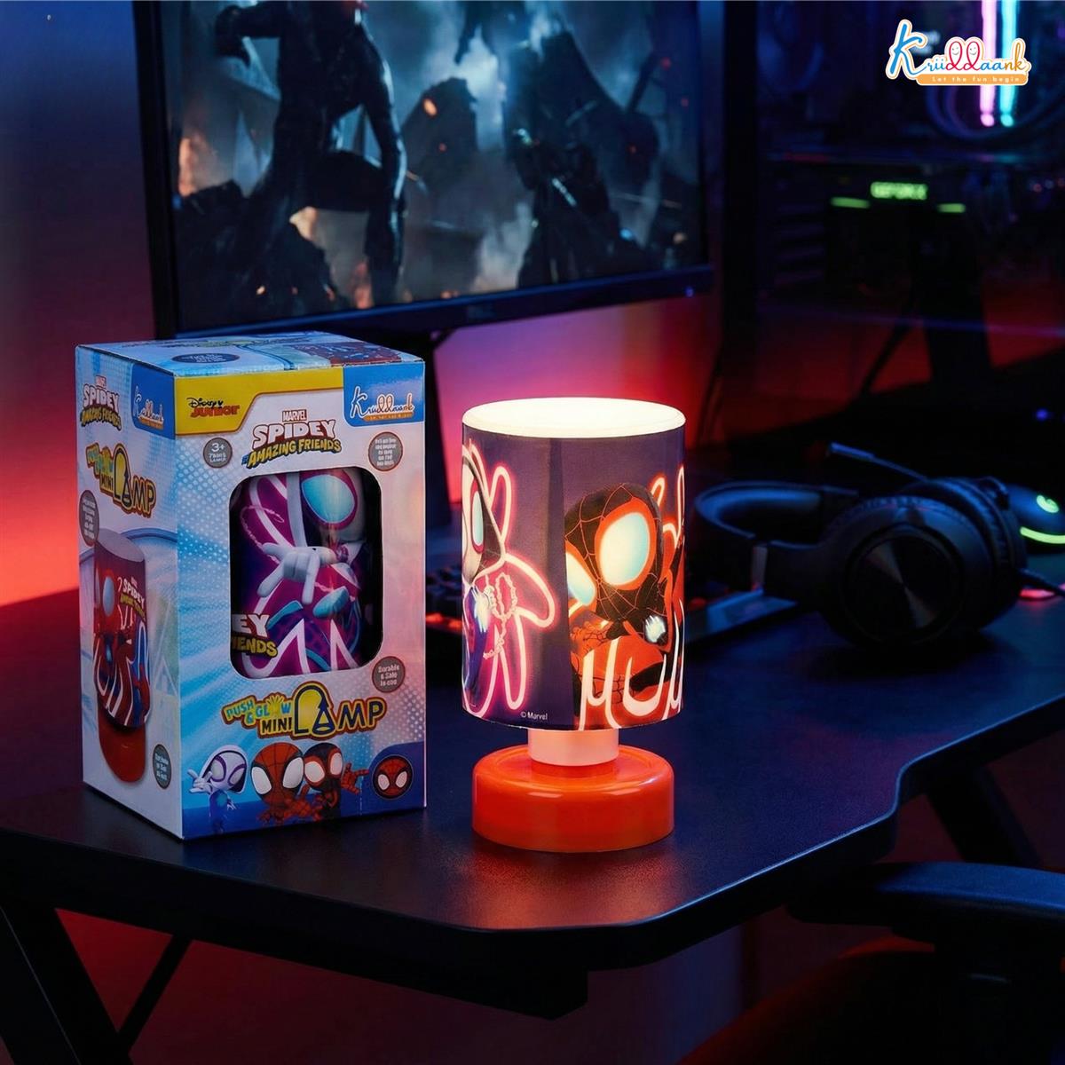 Spiderman Themed Table Lamp - Push & Glow Battery Operated Night Light for Kids Bedroom, Superhero Collectible Desk Lamp, Best Birthday Gift for Boys & Girls (Ages 3+)
