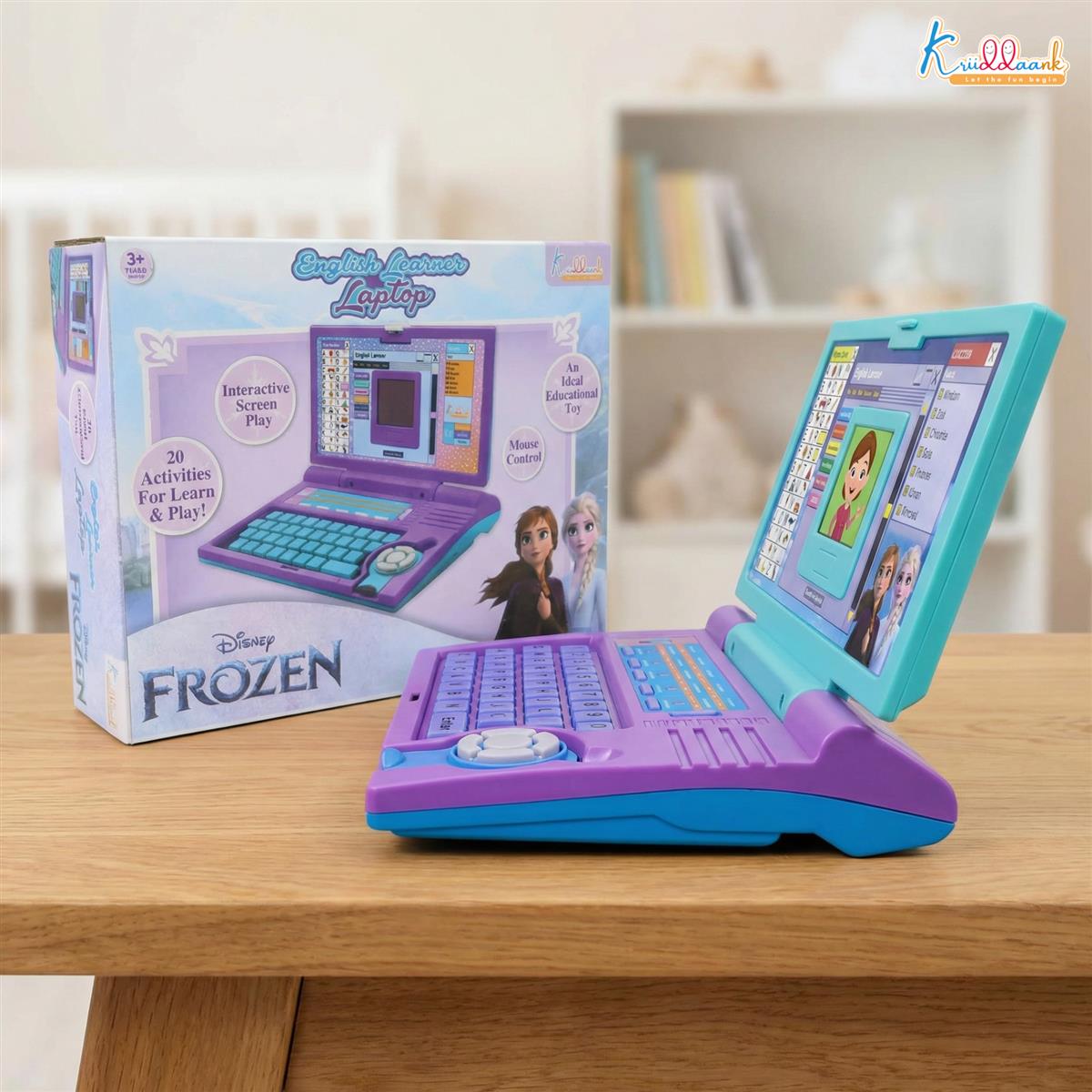 Frozen Educational Laptop for Kids - Interactive Learning Toy for Girls Age 3+ with 20 Activities, Mouse Control, Learn Alphabet, Numbers, Words, Games, Music & Logic - Turquoise Blue