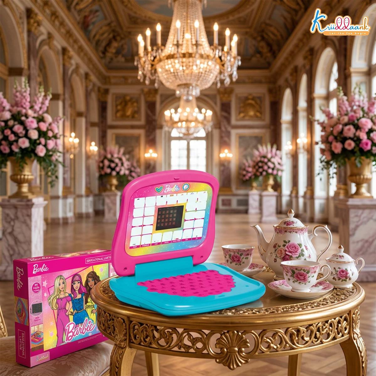 Barbie Educational Laptop with Screen for Kids - Interactive ABC & 123 Learning Toy for Preschoolers - Pink Electronic Learning Computer for Girls 3+ Years - Early Development & Fine Motor Skills