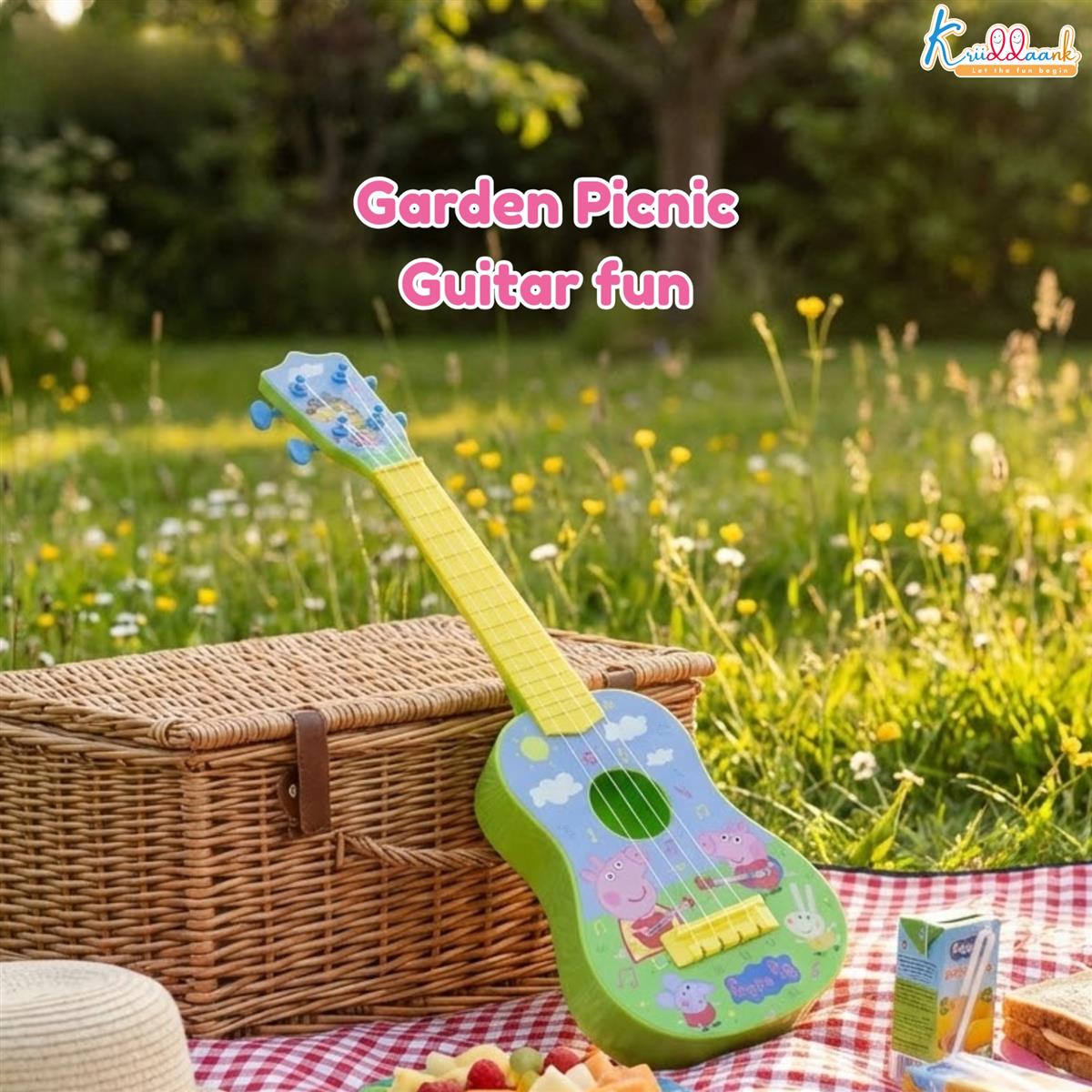 Hasbro Peppa Pig Theme Big Guitar for Kids - 4-String Musical Instrument Toy, Lightweight & Durable, Educational Learning Toy for Boys & Girls Ages 3+, Perfect Birthday Gift for Toddlers (Pink)