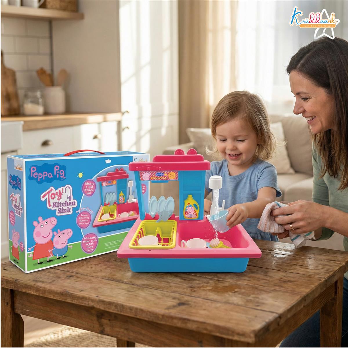 Hasbro Peppa Pig Kitchen Toy Set for Girls with Electric Running Water Sink, Electronic Kettle with Lights & Sounds, 22 Pcs Pretend Play Cooking & Baking Playset, Ideal Gift for Kids Ages 3+