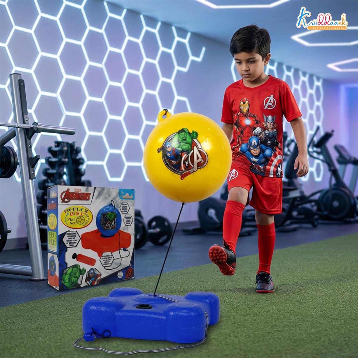 Marvel Avengers Reflex Soccer Ball - Solo Training Kit for Kids | Indoor & Outdoor Football Practice Set | Adjustable Recoil Action Rebounder | Portable Soccer Skills Trainer for Boys & Girls 3+