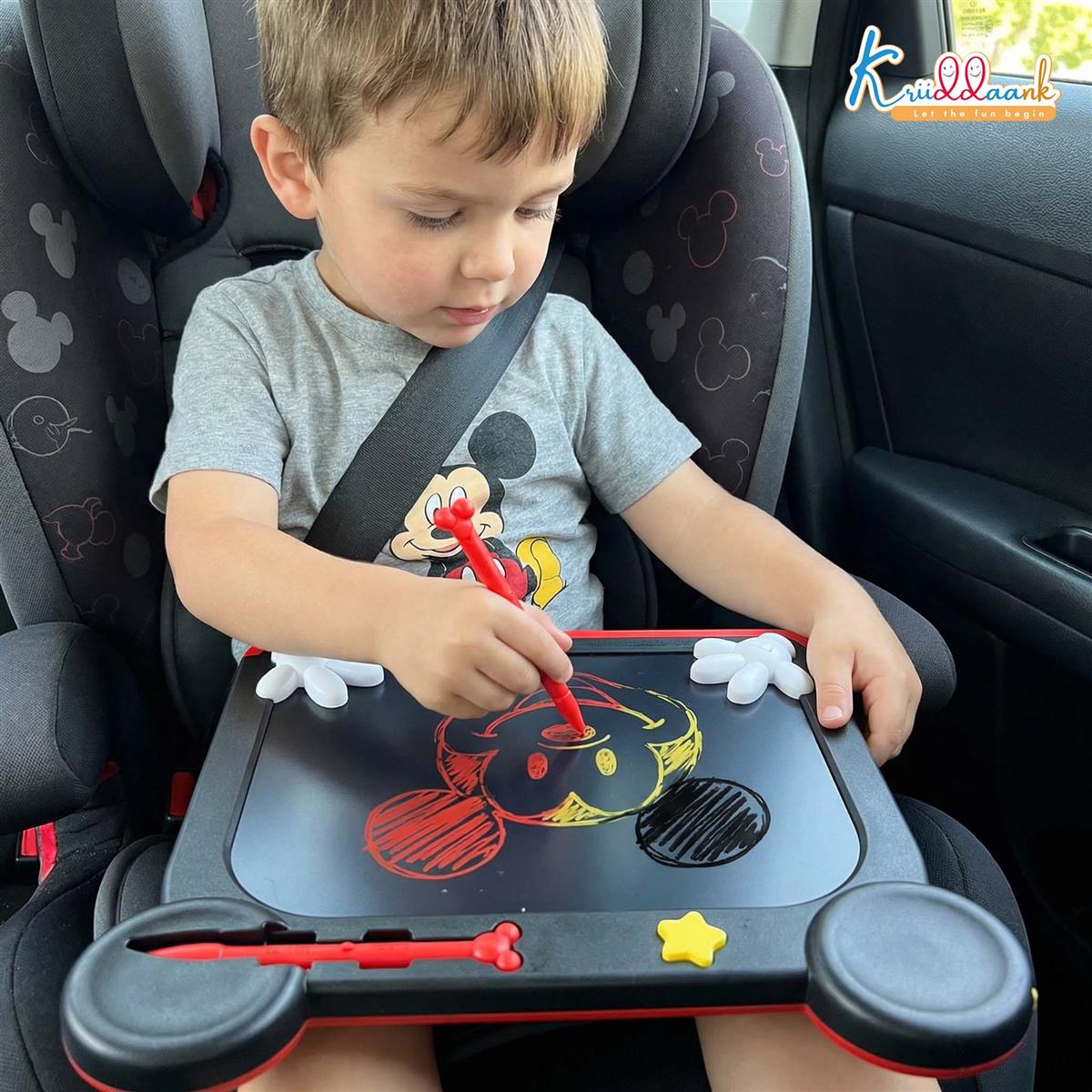 Kriiddaank Mickey Disney LCD Writing Magic Tablet 9 Inch, Electronic Drawing Pad for Kids, Toddler Travel Doodle Board, Preschool Early Education Toy, Birthday Gift for Boys & Girls 3-9 Years (Red)
