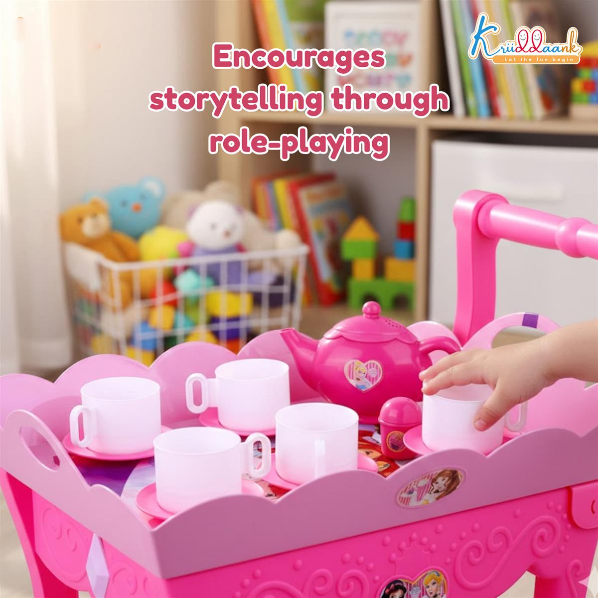 Barbie 32 Pieces Tea Set Trolley for Kids 3Y+ with Music and Sounds, Pink Pretend Play Kitchen Toy Set, Safe & Non-Toxic Musical Tea Party Playset, Ideal Birthday Gift for Girls
