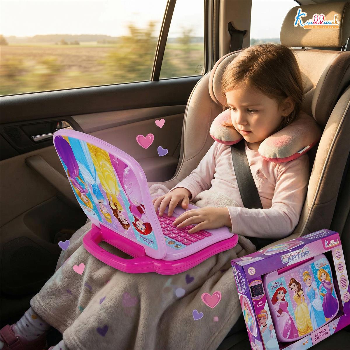 Educational Toy Laptop for Kids - LTS Princess Theme Learning Computer with Alphabet, Numbers, Music & Phonics - Fun Interactive Pre-School Gift for Girls Ages 3+ (Pink)