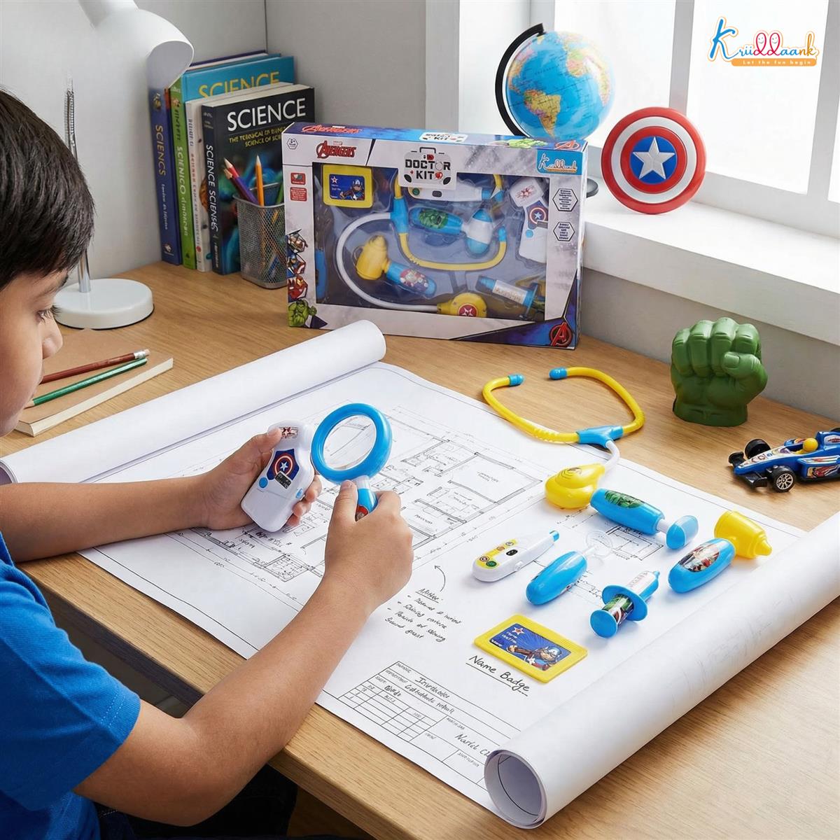 Avengers Marvel Doctor Playset for Kids - 8 Piece Superhero Medical Kit with Lights & Heartbeat Sounds - Educational Pretend Play Toy for Boys & Girls 3+ - Includes Stethoscope & Medical Tools