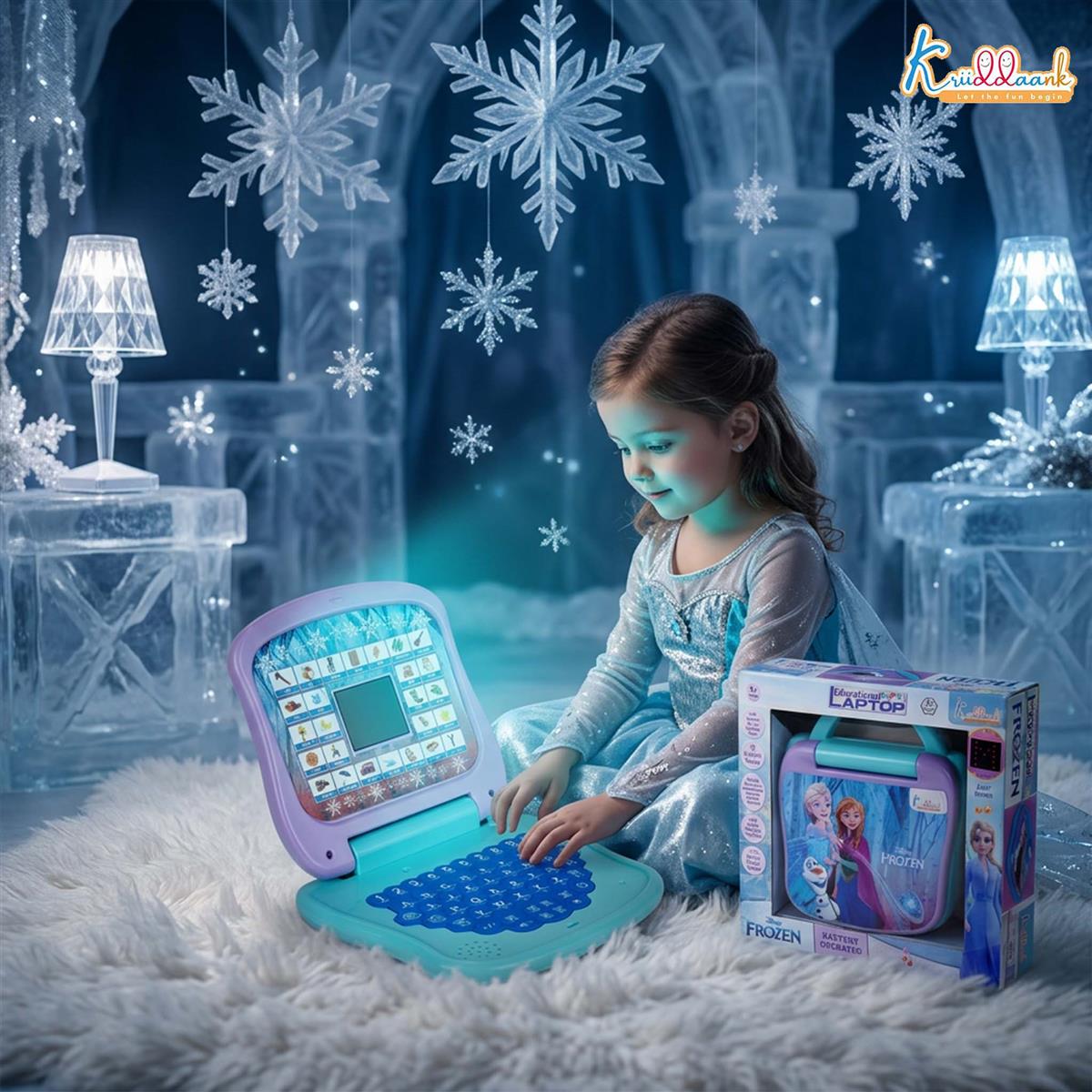 Frozen Theme Educational Laptop for Kids - Interactive Learning Computer with Screen, Sounds & Music for Alphabet, Numbers & Word Learning - Safe Non-Toxic Pre-School Toy for 3+ Year Olds