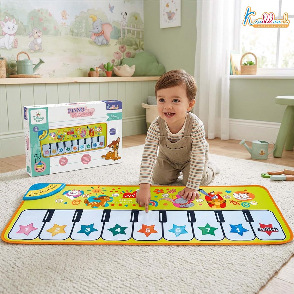 Kriiddaank Piano Music Play Mat for Kids - Classical Interactive Musical Floor Mat for Sensory Development & Learning - Large 108cm Touch Sensitive Toy for Boys & Girls 3+ Years (Multicolor)