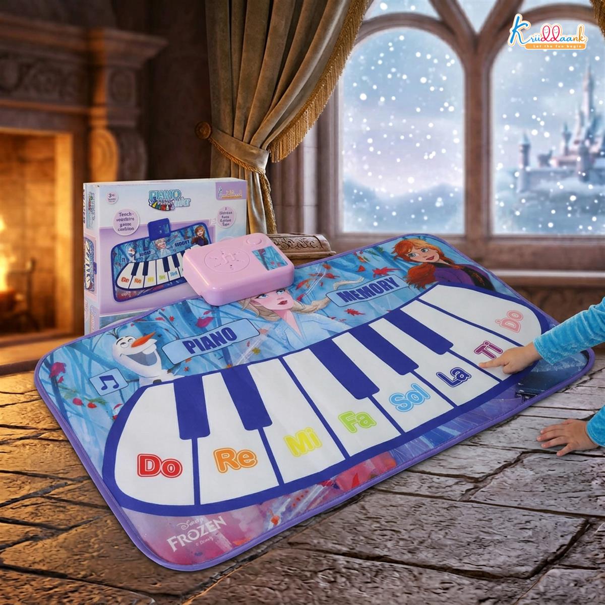 Frozen Theme Piano Music Mat - Step-On Floor Piano with Elsa & Anna, Touch Sensitive Musical Dance Mat for Kids Ages 3+, 8 Piano Keys & 3 Functions, Educational & Fun Toy for Girls & Boys