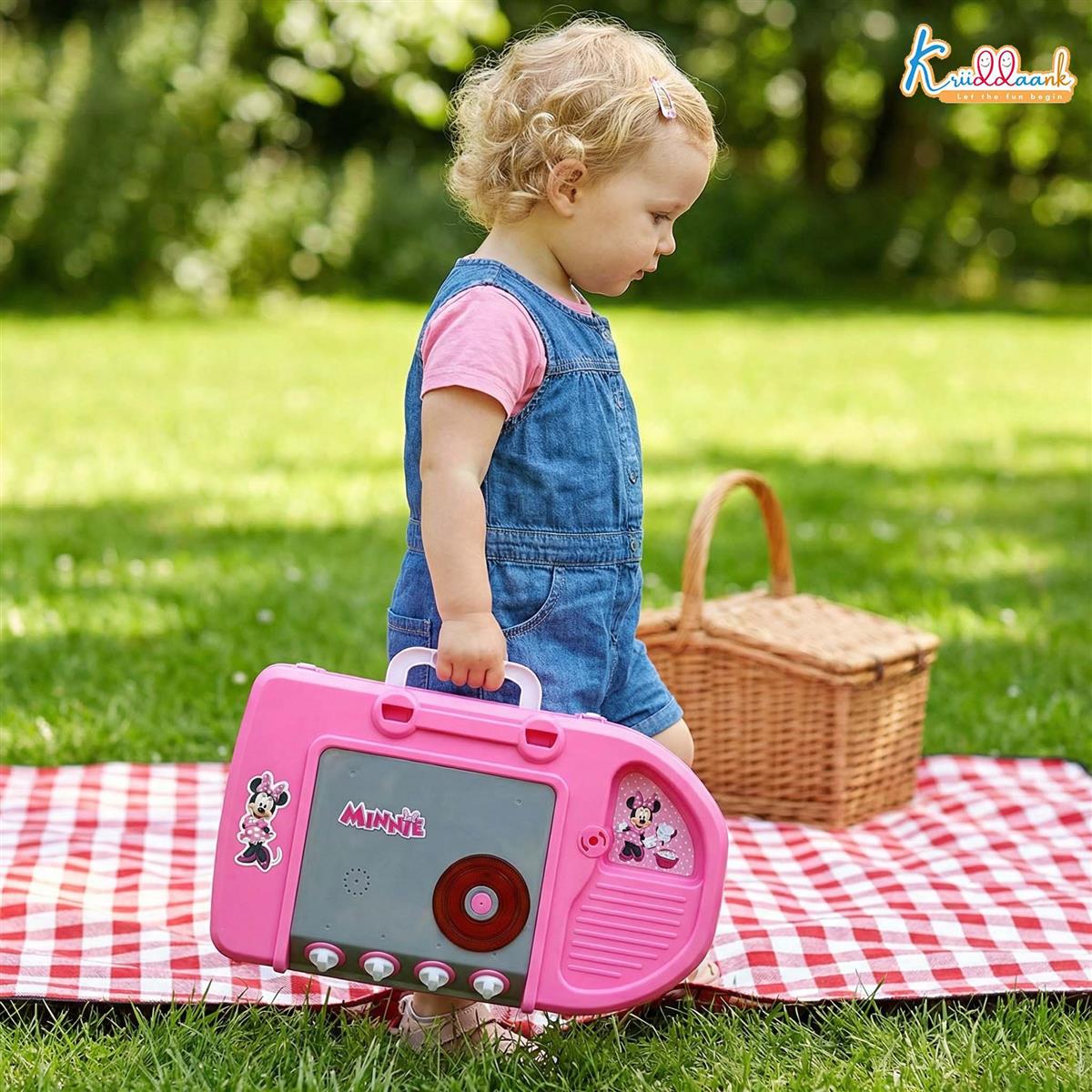 Kriiddaank Minnie Themed Kitchen Set for Kids - Disney Pretend Play Cooking Toy with Lights & Sound, Oven, Gas Stove, Sink & 18 Accessories, Pink Kitchen Playset for Girls 3+ Years