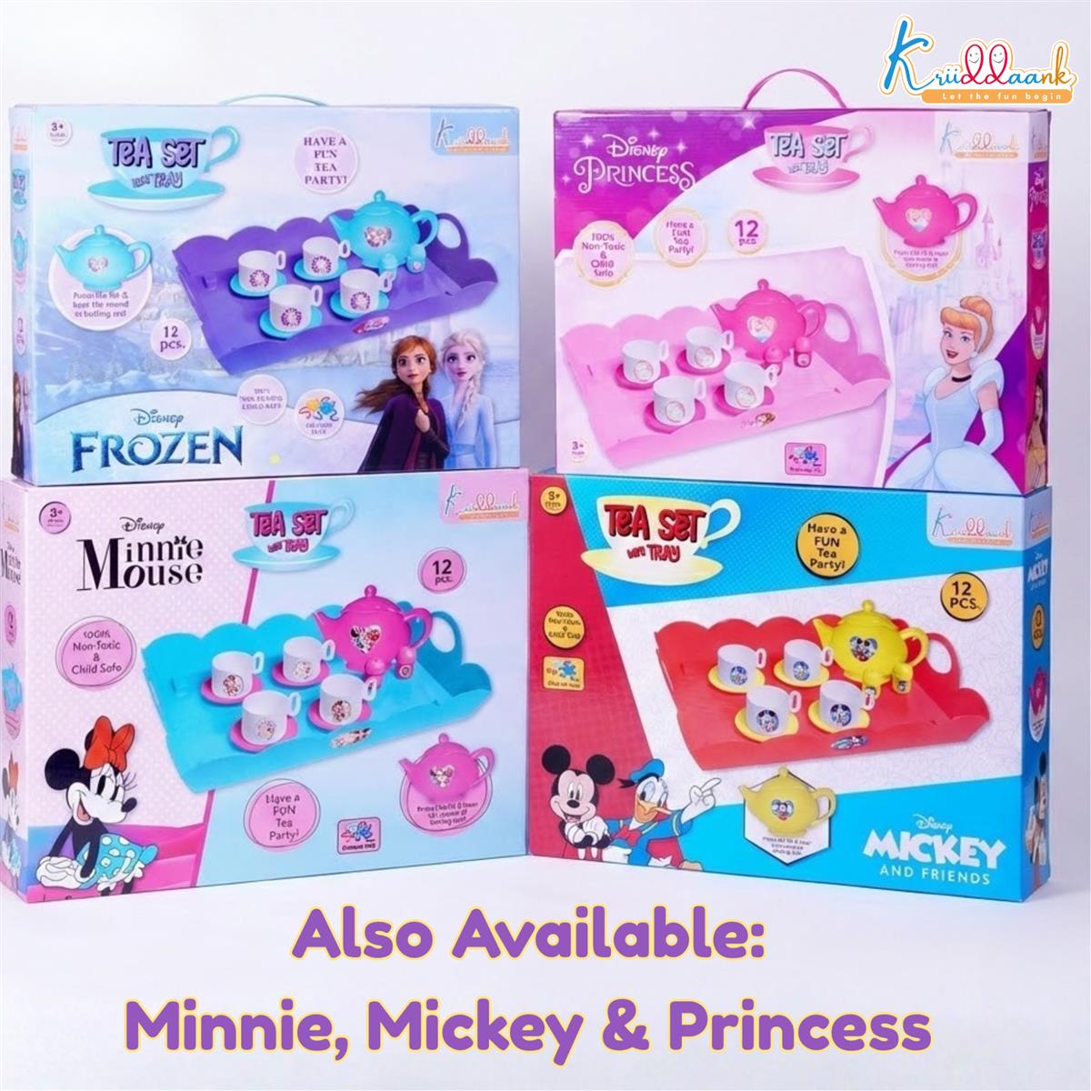 Princess Tea Playset - 12 Pcs Pretend Play Tea Party Set for Kids with Electronic Kettle, Boiling Sounds & Lights - Disney Princess Theme Kitchen Toys for 3+ Year Olds - Safe & Interactive Gift