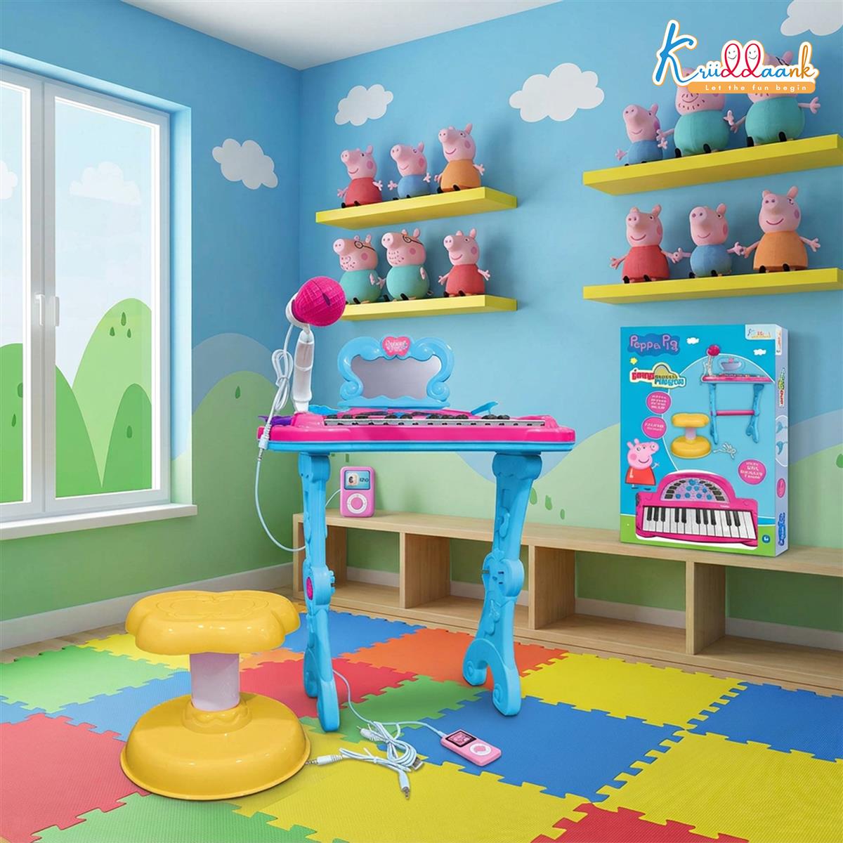 Hasbro Peppa Pig Little Pianist Keyboard with Microphone & Stool - Musical Toy for Kids 3+ - Karaoke Mode, MP3 Connection, 25 Inbuilt Tunes, Electronic Piano for Girls & Toddlers - Pink