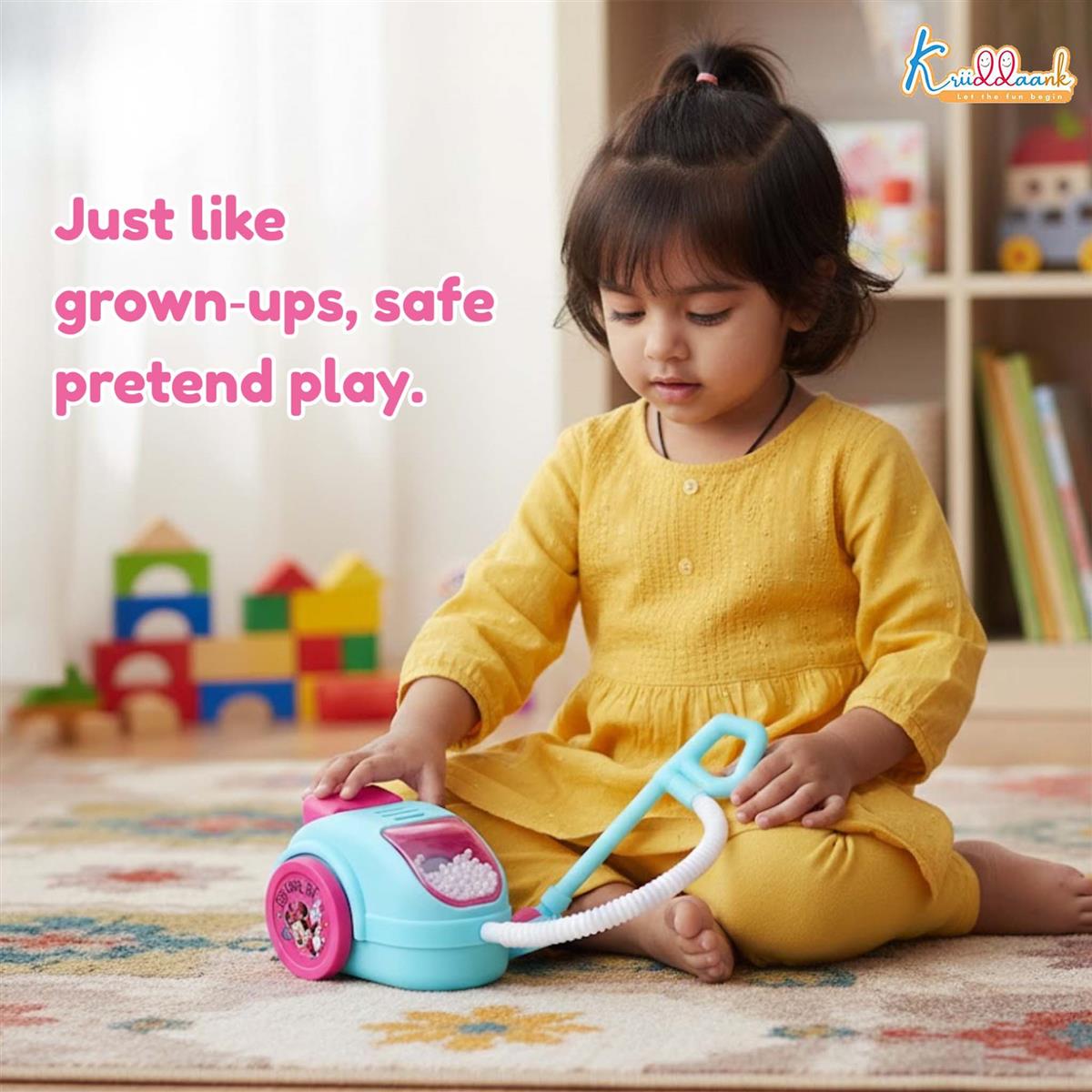 Minnie Mouse Theme Vacuum Cleaner Toy for Kids - Battery Operated Pretend Play Housekeeping Set with Lights - Early Educational Cleaning Toy for Girls & Boys Ages 3+ - Safe & Durable Pink Toy
