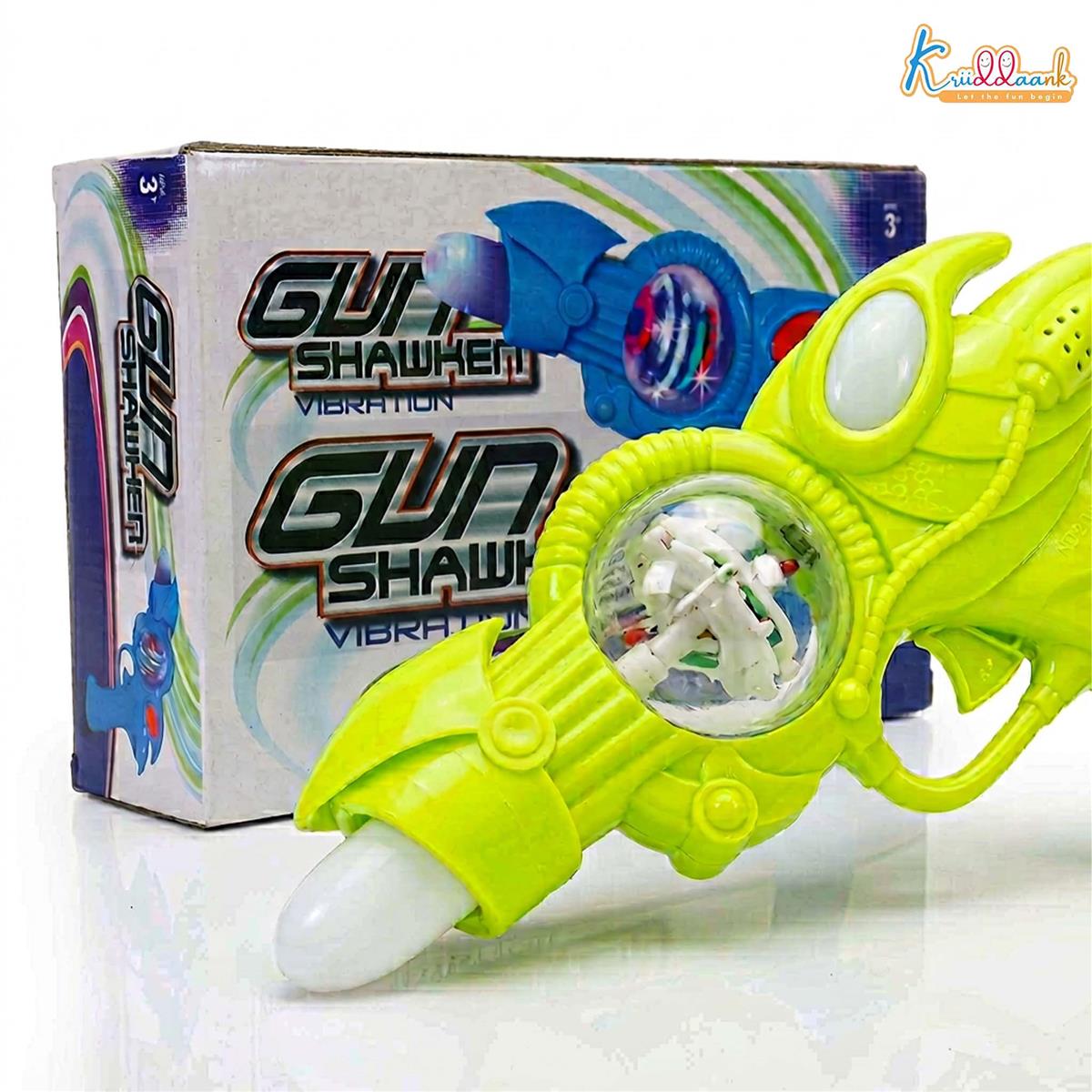 Kriiddank Musical Gun Shooting Playset for Boys & Girls - Bullet Blaster Action Toy with Foam Soft Bullets, Realistic Sound & Lights, Safe Fun for Kids Age 3+ Years (Multicolor)