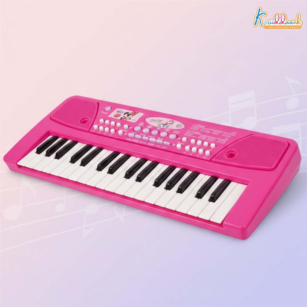 Minnie Keyboard Piano for Kids - 37 Keys Musical Toy with Microphone, 8 Rhythms, 8 Tones & USB Power - Educational Learning Instrument & Gift for Girls Ages 3+ (Pink)