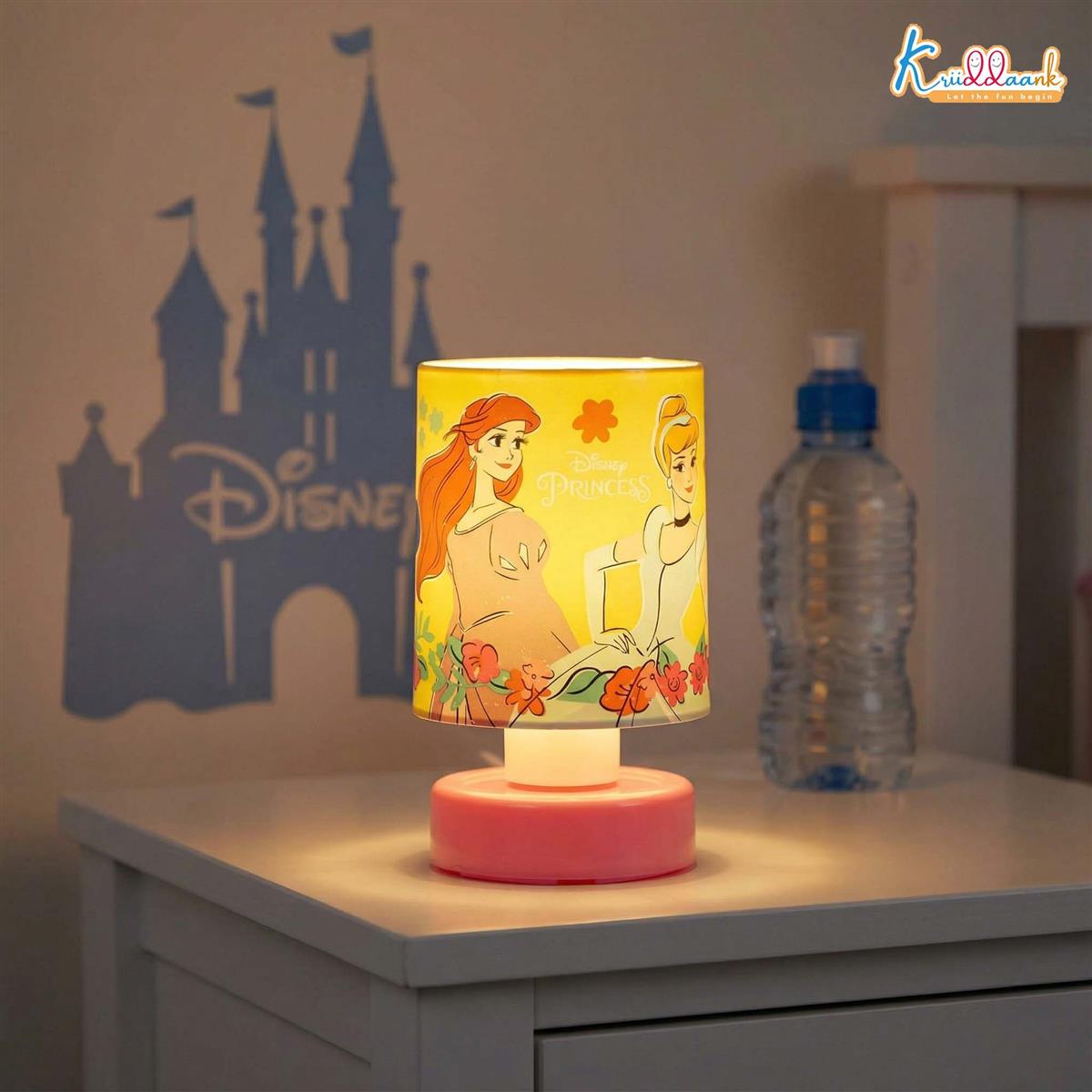 Disney Princess LED Night Light for Kids - Portable Push & Glow Table Lamp for Study, Bedroom & Decoration - Safe, Battery-Operated Desk Light for Girls, 3+ Years (Pink/Multicolour)