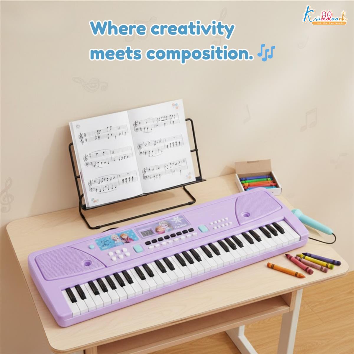 Frozen Keyboard Piano for Kids - 61 Scale Organ Keys Digital Musical Toy with Microphone, 16 Tones, 10 Rhythms, Recording & Playback, USB & Battery Powered, Learning Gift for Girls Age 3+