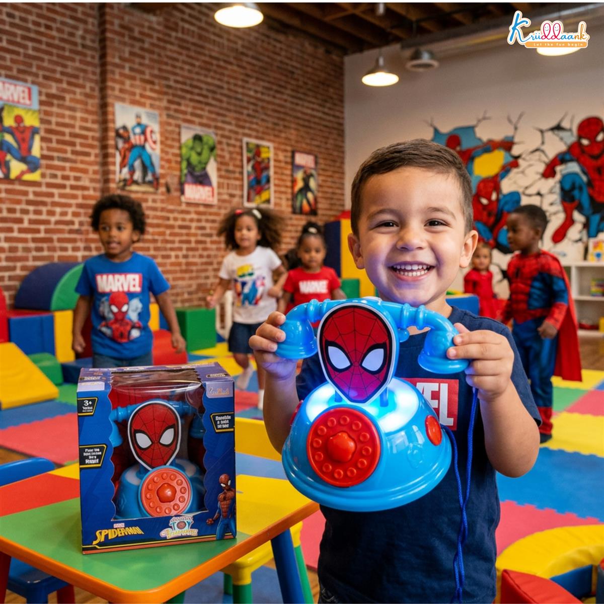 Kriiddaank Spiderman Talking Telephone Toy for Kids, Musical Pretend Play Landline Phone with Ringing Sound & Music, Interactive Learning & Educational Toy for Toddlers Boys & Girls Age 3+