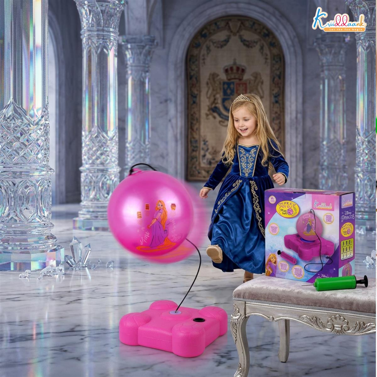 Princess Reflex Soccer Ball Solo Training Kit for Girls - Indoor & Outdoor Football Game with Recoil Action Return - Skill Building Sports Toy for Kids Age 3+ (Pink)
