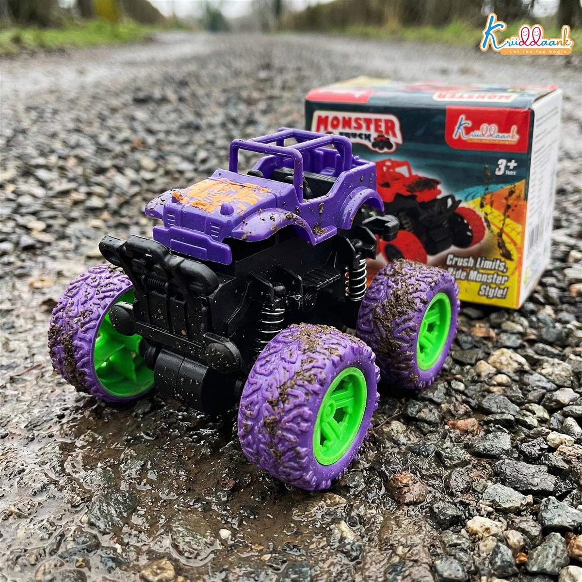 Kriddaank 4x4 Monster Truck for Kids - Friction Powered Stunt Car with 360Â° Spin Action - Durable Alloy & Non-Toxic 4WD Toy - Ideal Gift for Boys & Girls 3-7 Years Old (Multicolor)