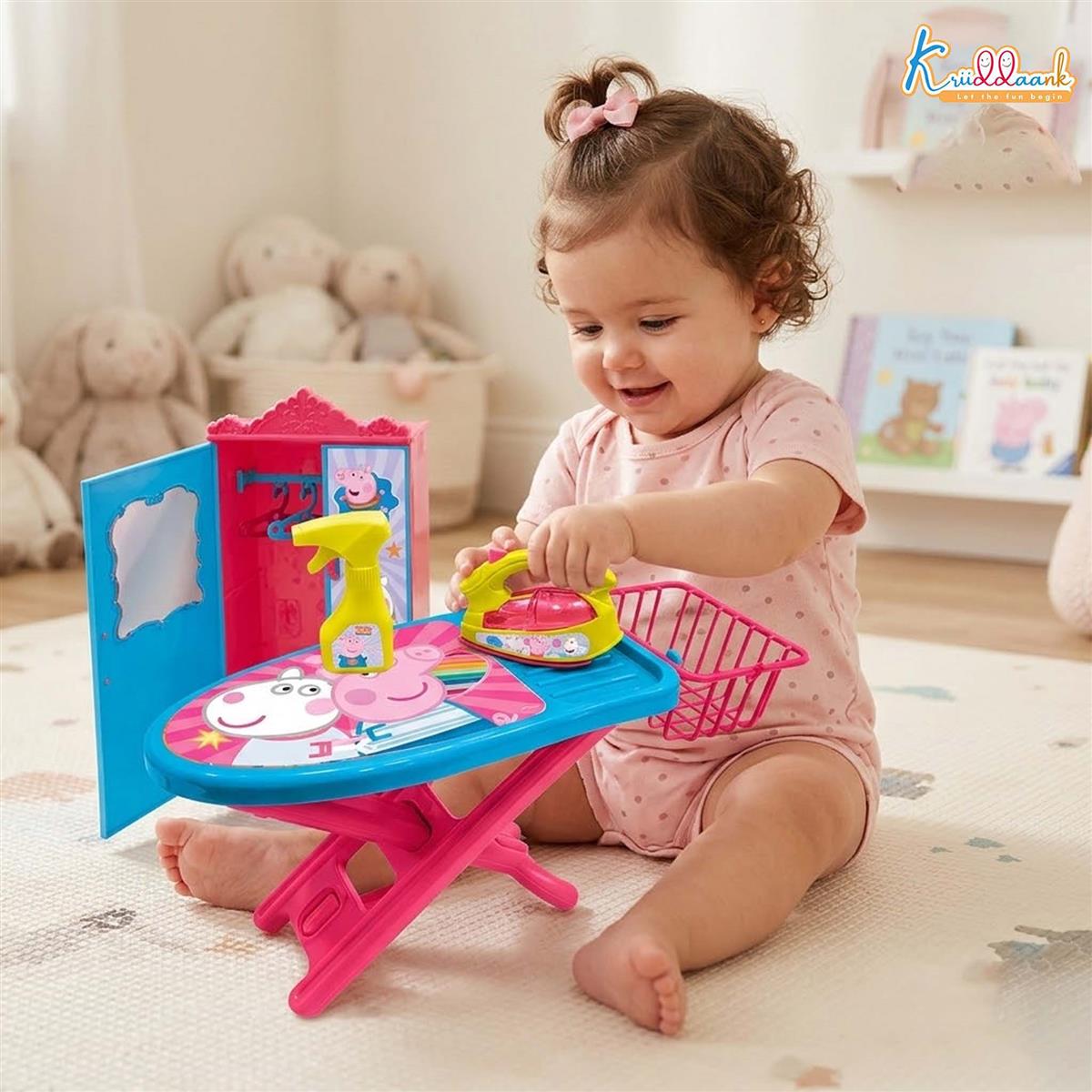 Hasbro Peppa Pig Iron Playset - Kids Laundry & Ironing Board Toy with Lights & Sound - Interactive Dollhouse Appliances for Girls Age 3+ - Includes Iron, Basket, Stand & Hanger (8 Pcs)