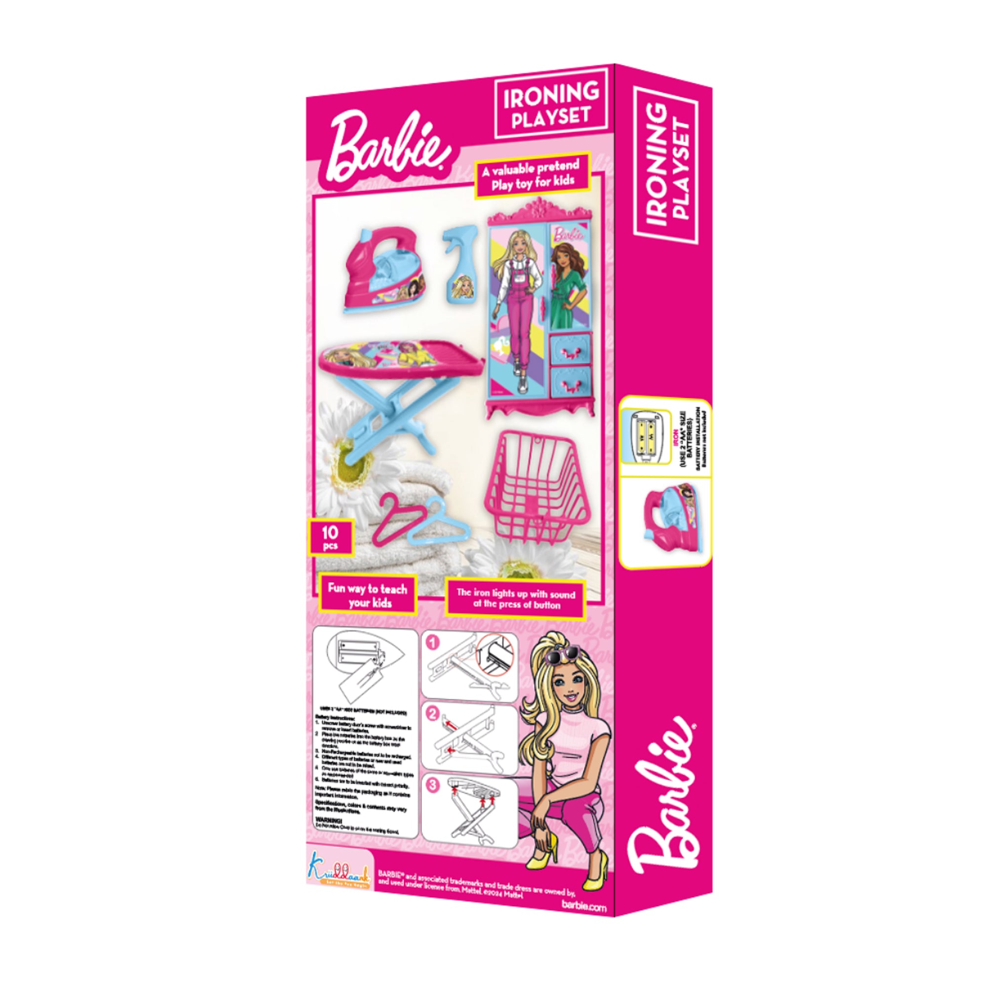 Kriiddaank IronPlayset-BarbieThemeByMattelBarbie Housekeeping Toy SetBarbie Role Play Ironing ToyBarbie Toy Iron with Spray & SteamBarbie Cleaning & Ironing ToysBarbie Toy Appliances for Girls