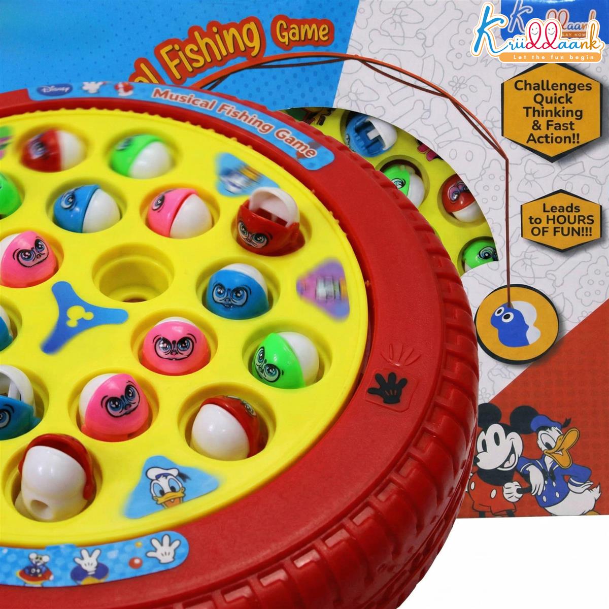 Mickey Mouse Musical Fishing Game - Battery Operated Educational & Learning Toy for Kids - Includes 21 Fishes & 4 Fishing Poles - Interactive Board Game for Boys & Girls Ages 3+