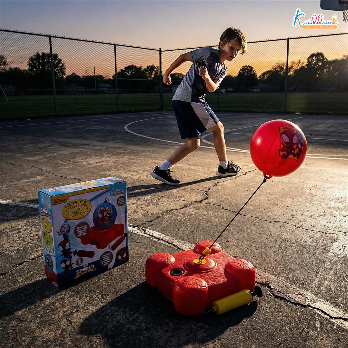 Spiderman Reflex Soccer Ball Solo Training Kit for Kids | Indoor & Outdoor Football Trainer with Recoil Action | Marvel Superhero Sports Toy for Boys 3+ Years | Portable Skill Building Set
