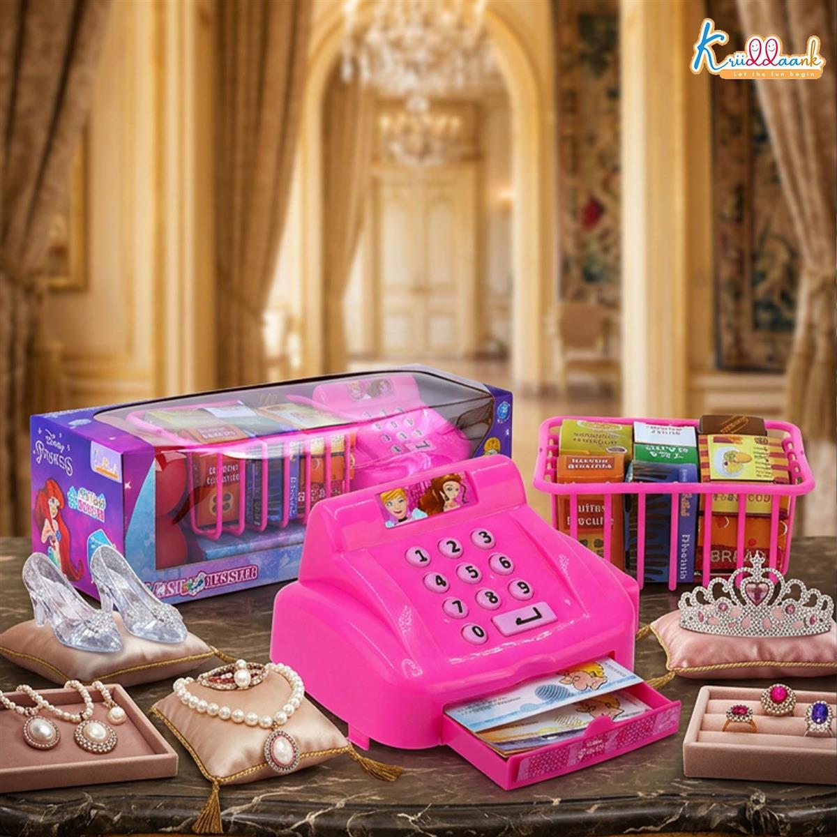 Disney Princess Cash Register Toy for Girls - 29 Pc Pretend Play Set with Play Money, Credit Card, Scanner, Real Sound Effects & Cash Drawer - Educational Math Learning Gift for Kids Ages 3+