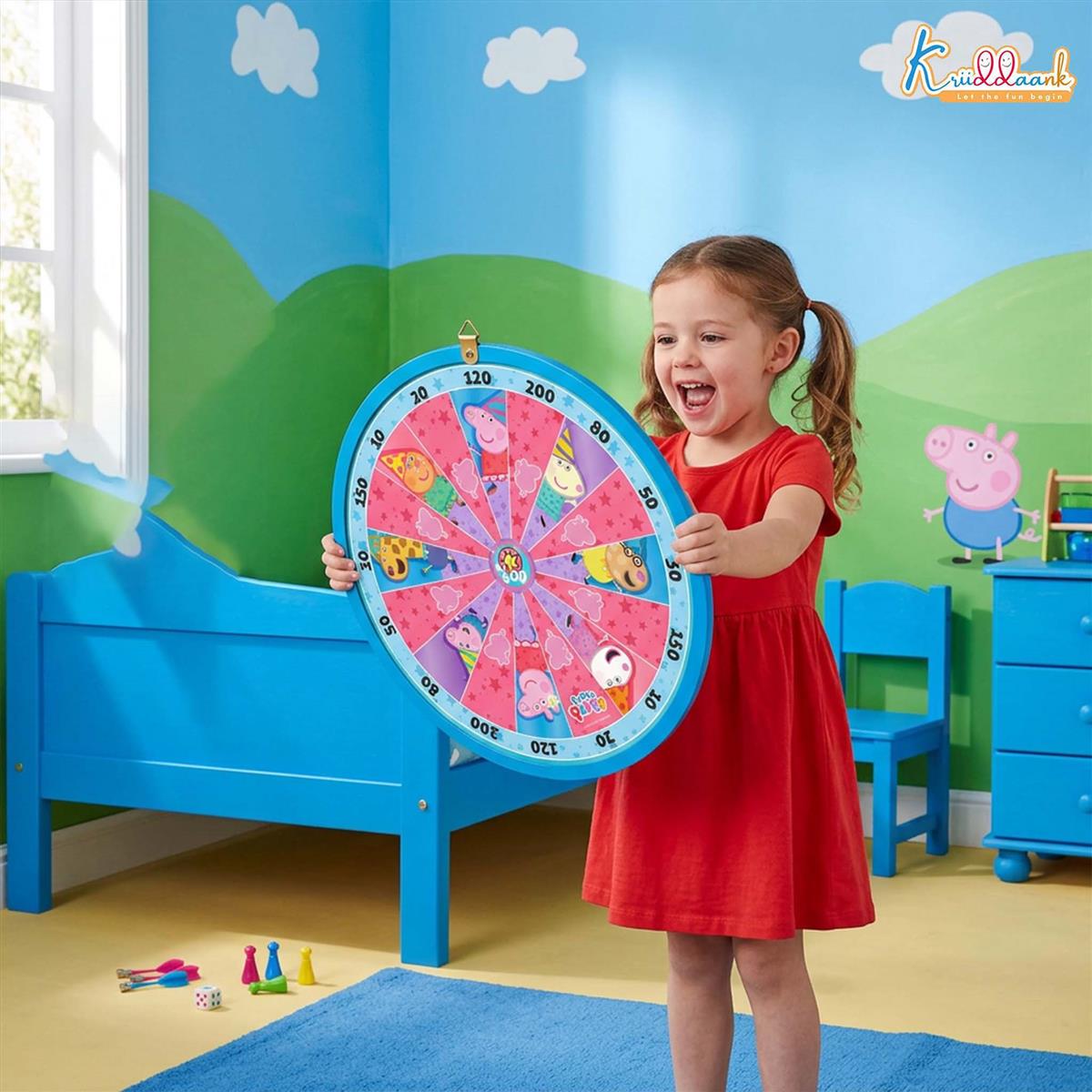Peppa Pig 2-in-1 Flip N Play Board Game - Magnetic Dartboard & Classic Ludo Set for Kids | Safe Indoor Target Game with Dice, Darts & Pawns | Fun Family Game for Boys & Girls Ages 3+