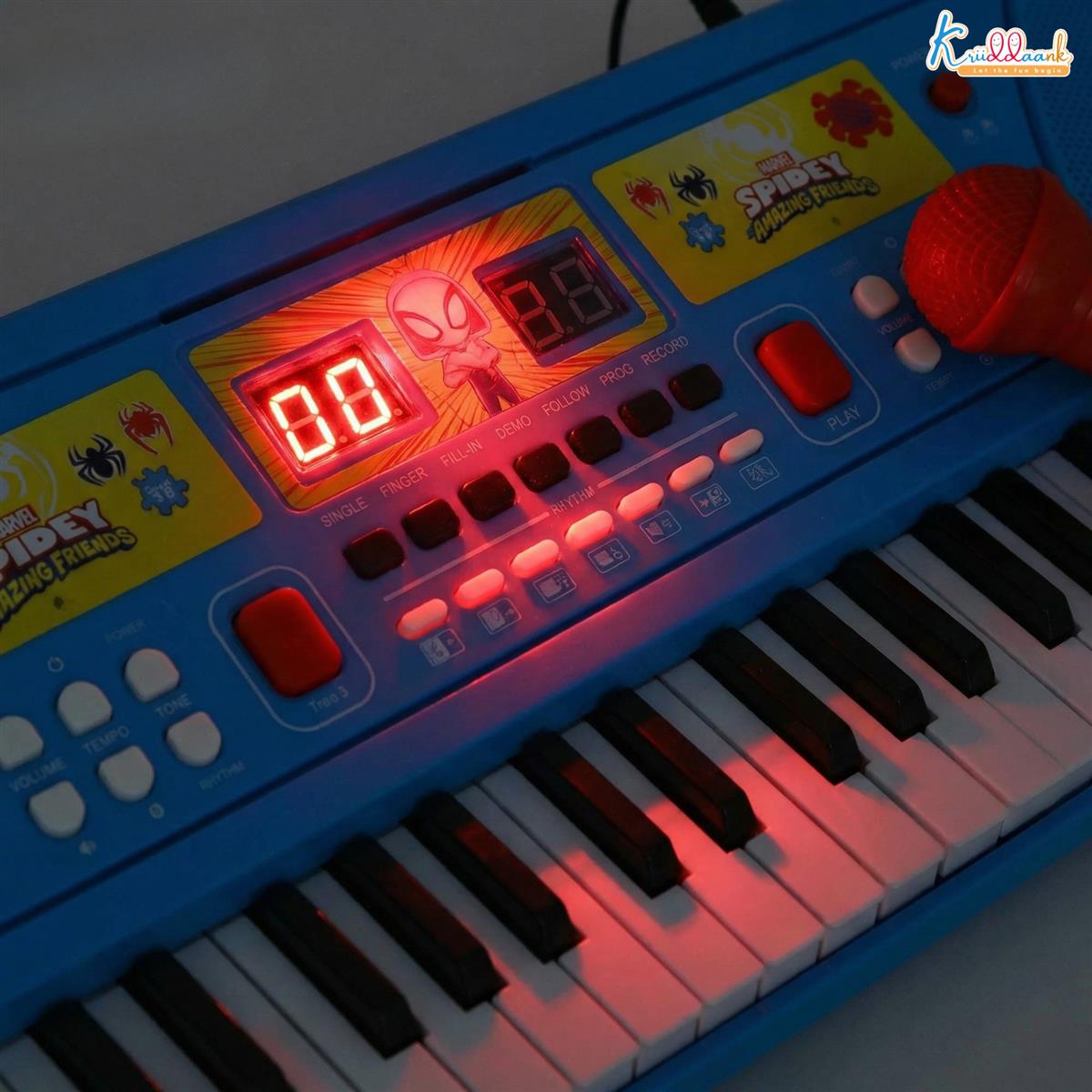 Spiderman Keyboard Piano for Kids - 50 Keys Electronic Organ with Microphone, 16 Rhythms, 8 Instrument Sounds & 16 Tones, USB/Battery Powered Musical Learning Toy for Boys & Girls 3+ Years Old
