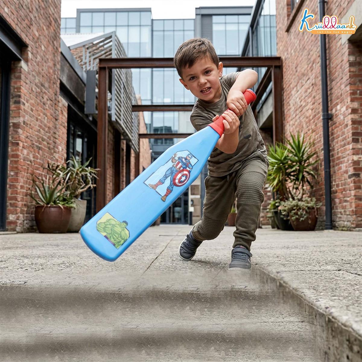 Kriiddaank Avengers Master Blaster Cricket Bat & Ball Set for Kids 3+ Years | Lightweight Plastic Superhero Theme Bat with Comfort Grip | Indoor & Outdoor Sports Play Kit for Boys & Girls