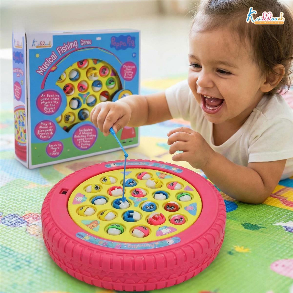 Peppa Pig Musical Rotating Fishing Game - Underwater Adventure Toy for Kids 3+ | Battery Powered with 4 Fishing Poles & 21 Fishes | Fun Educational & Interactive Play for Boys & Girls