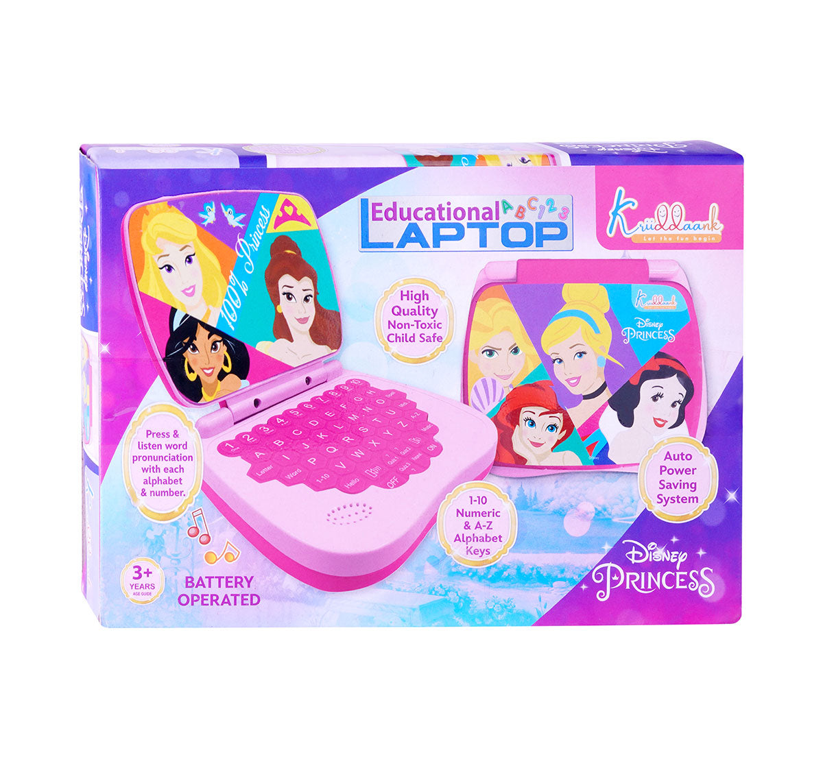 Kriiddaank  Educational Laptop LTW PrincessInteractive Princess laptop for toddlersPrincess laptop with interactive gamesPrincess-themed tech toys for girlsPrincess laptop with engaging contentFun Disney Princess learning tool for kids