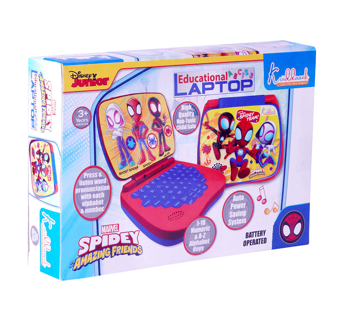 Kriiddaank  Educational Laptop LTW SpidermanSpider-Man learning toy for kidsMarvel Spider-Man toysDisney Spider-Man-themed educational toysMarvel Spider-Man kids laptopDisney Spider-Man-themed educational toys