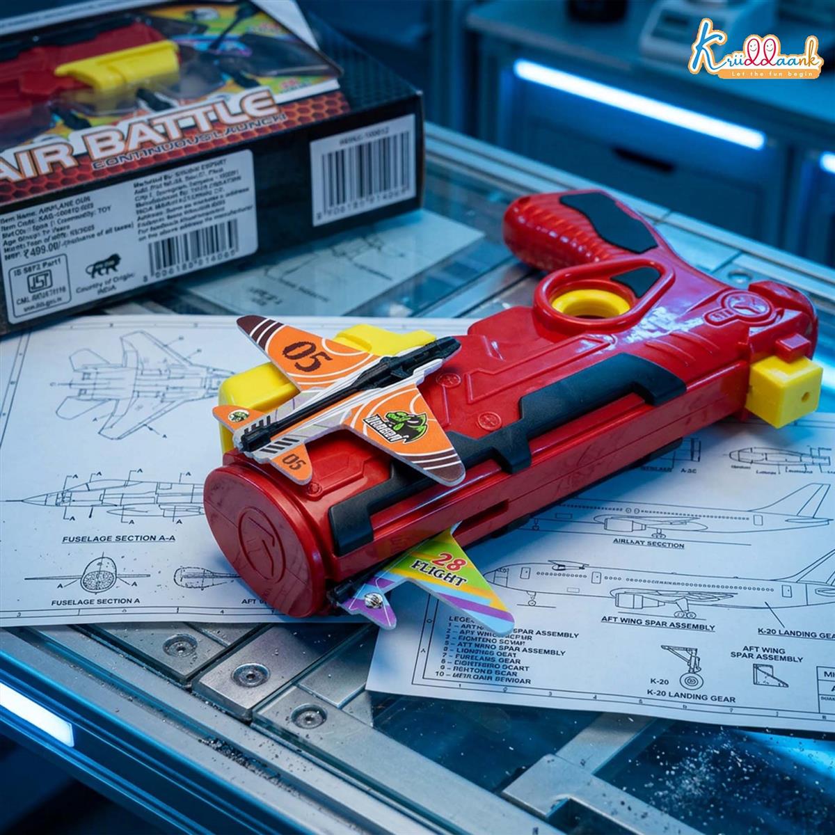 Kriiddank Bullet Airplane Launcher Gun Playset with Sound for Kids | Soft Bullet Blaster Toy with 4 Foam Glider Planes | Safe & Fun Shooting Action Toy for Boys & Girls 3+ Years Old