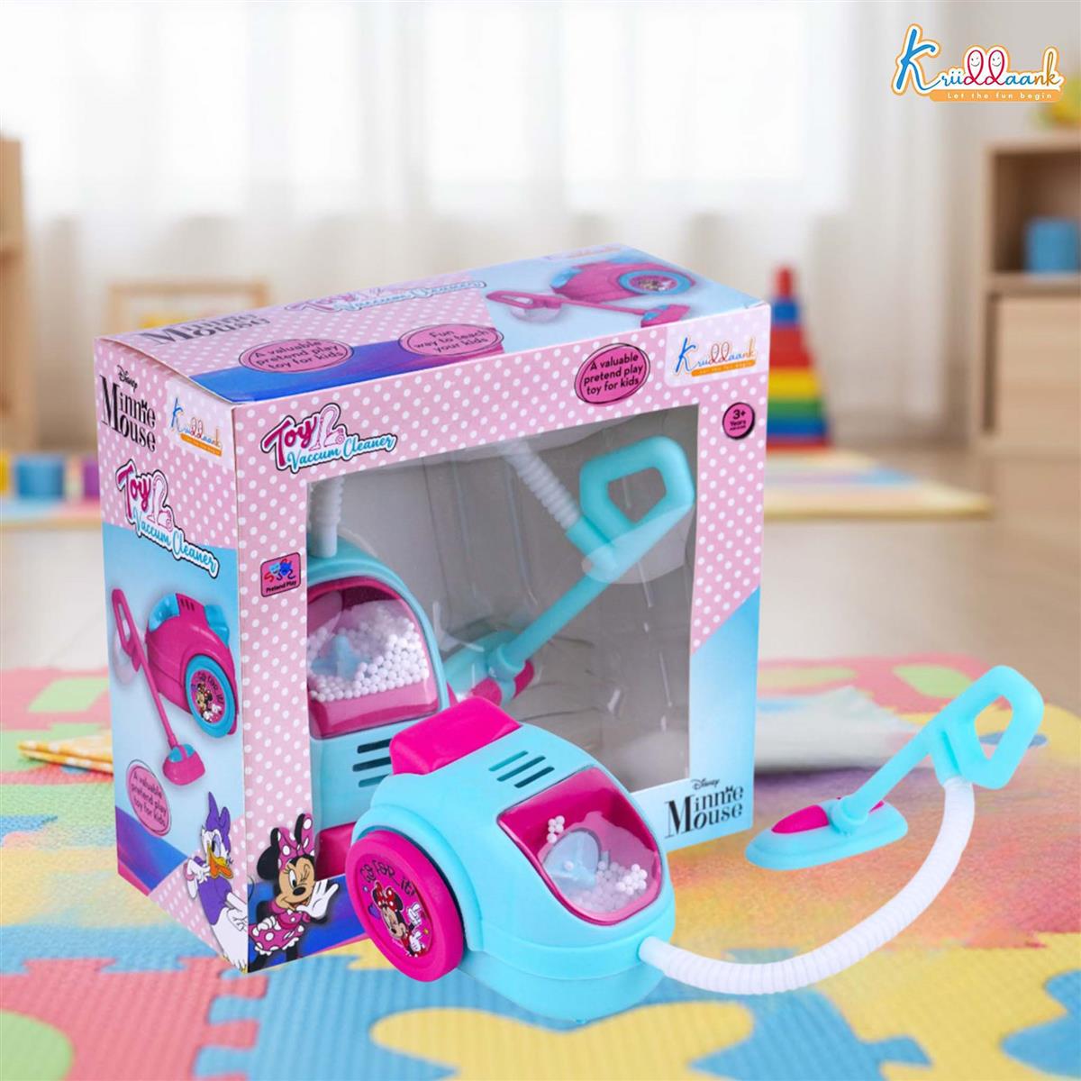 Minnie Mouse Theme Vacuum Cleaner Toy for Kids - Battery Operated Pretend Play Housekeeping Set with Lights - Early Educational Cleaning Toy for Girls & Boys Ages 3+ - Safe & Durable Pink Toy