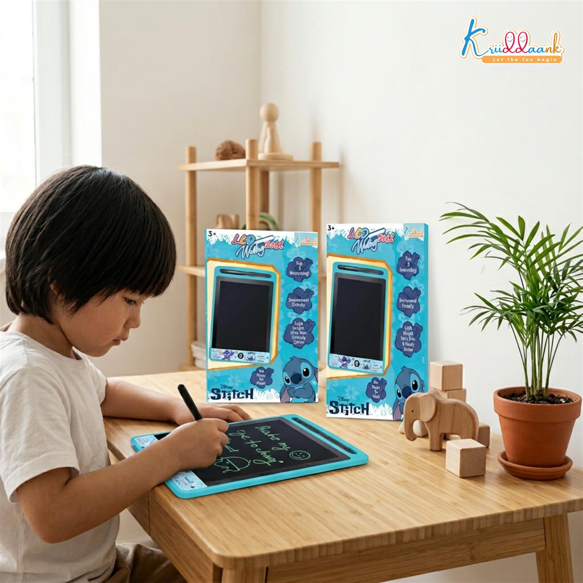 Kriiddaank Stitch Theme LCD Writing Tablet for Kids, 8.5 Inch Electronic Drawing Pad & Magic Slate, Portable Rewritable Doodle Board, Birthday Gift for Boys & Girls 3-9 Years Old, Blue