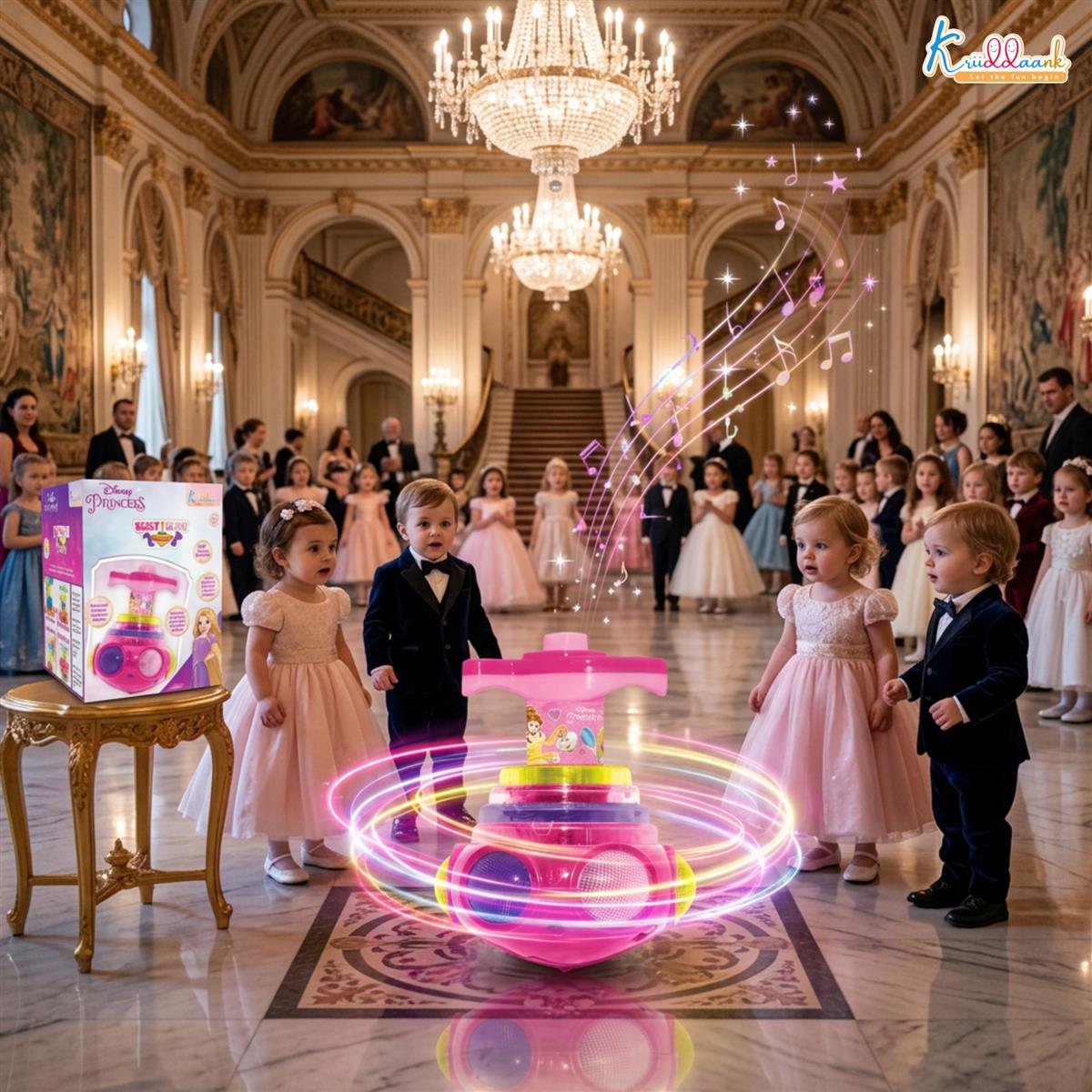 Princess Dizzy Glow Top - LED Light & Music Spinning Top Toy for Girls, Magic Princess Spinner with Musical Sound & 360 Degree Rotation, Musical Lattoo Birthday Gift for Kids 3+ Years