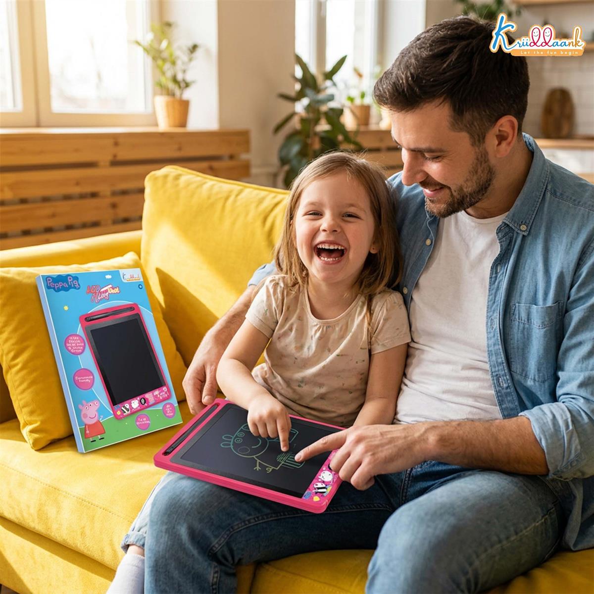 Kriiddaank Peppa Pig Theme 8.5 Inch LCD Writing Tablet for Kids, Electronic Drawing Pad & Rewritable Doodle Board, Travel Slate Birthday Gift for Boys & Girls Aged 3 4 5 6 7 8 9 Years, Pink