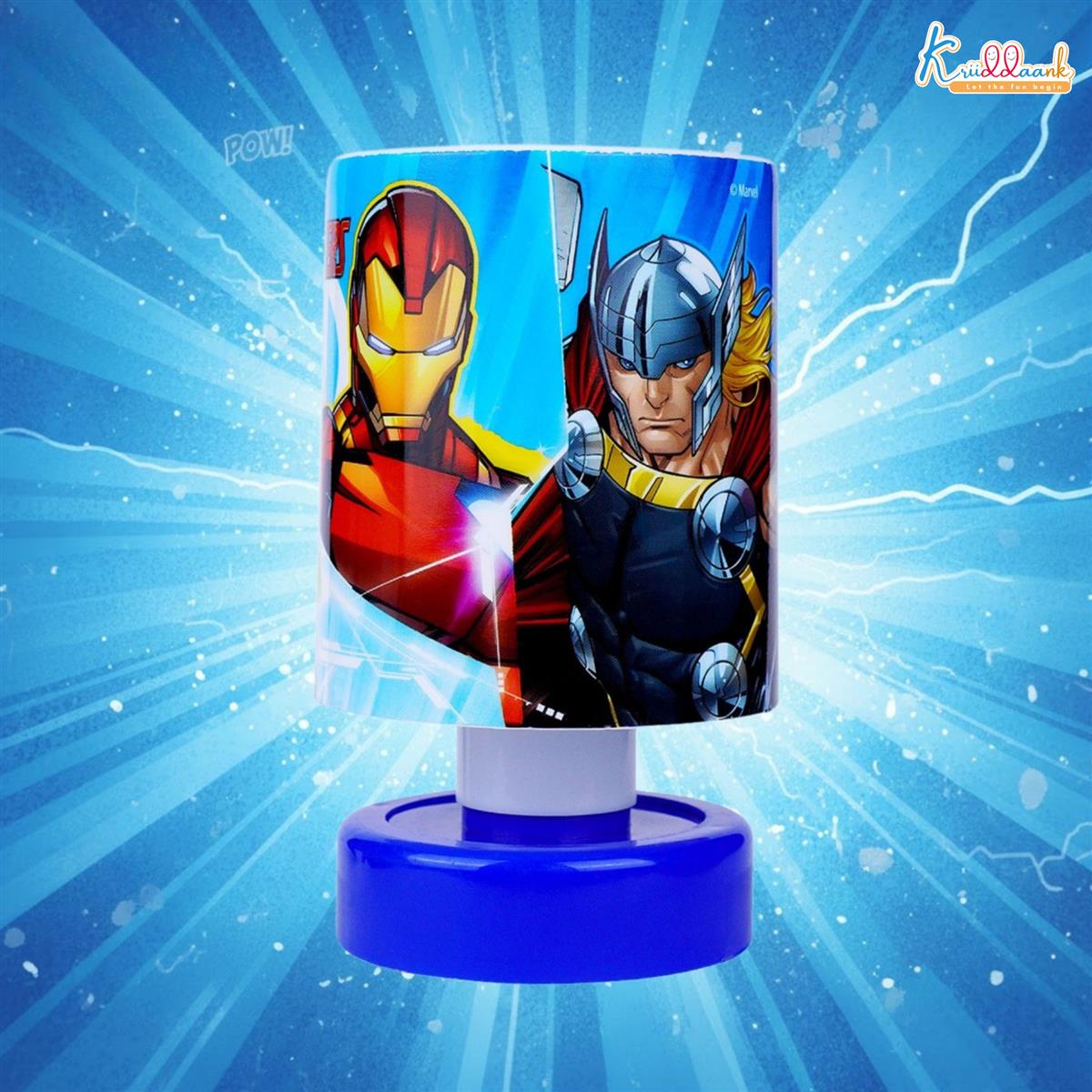Marvel Avengers Theme LED Table Lamp for Kids - Push & Glow Battery Operated Mini Desk Light for Study & Bedroom Decoration - Superhero Night Light for Boys & Girls (Red/Multicolor)
