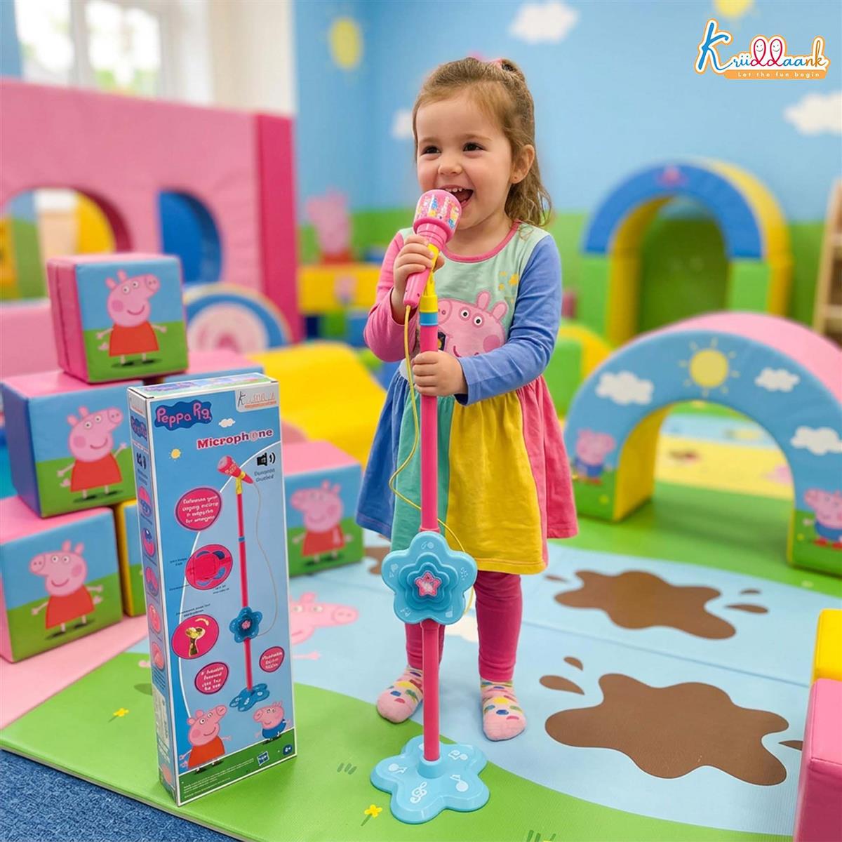 Hasbro Peppa Pig Portable Wireless Karaoke Microphone with Adjustable Stand for Kids - Bluetooth Singing Toy with Echo Control & Voice Amp, Height up to 106cm, Pink Musical Gift for Ages 3+