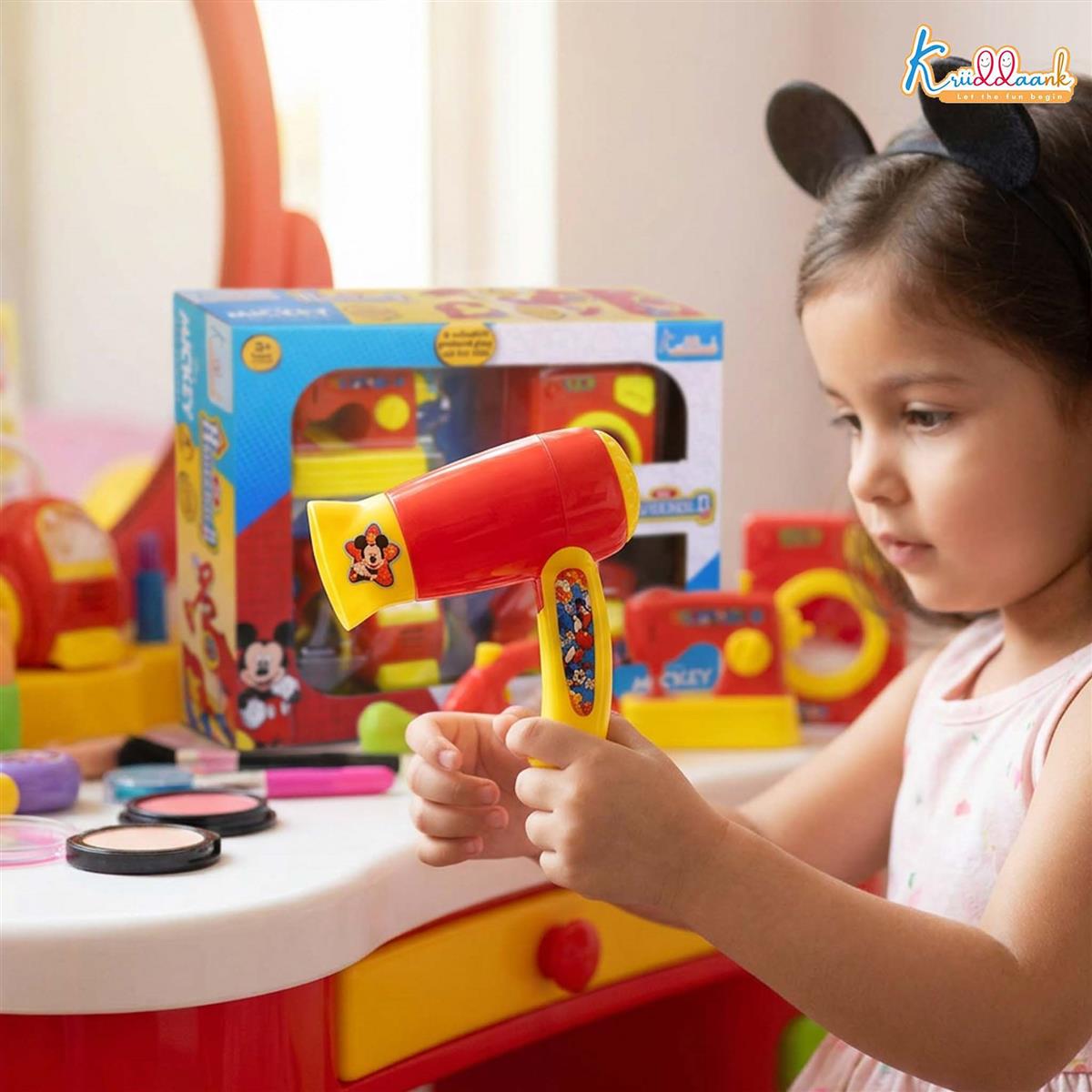 Disney Mickey Mini Household Set (4pcs) - Toy Hair Dryer, Vacuum Cleaner, Washing Machine & Iron - Battery Operated Role Play Set for Kids 3+ - Fun & Educational Red/Multicolor Gift