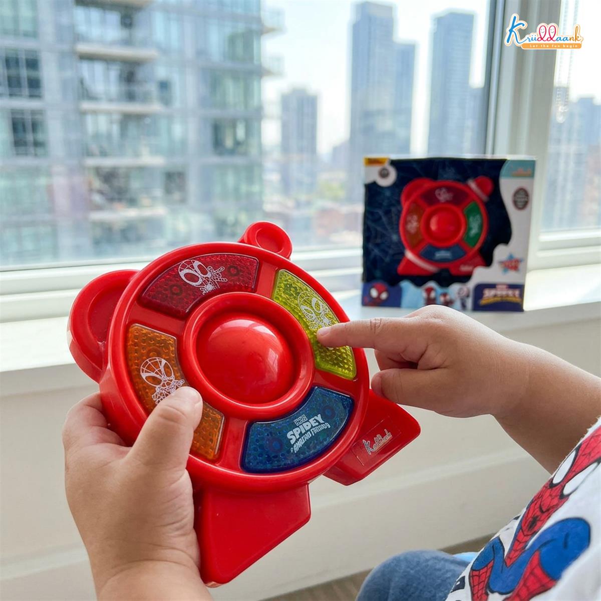 Spiderman Theme Portable Music Star System for Kids â€“ Interactive Pocket-Sized Sound Toy with 4 Animal & Musical Tones â€“ Battery Operated Safe & Durable Educational Toy for 3+ Year Olds