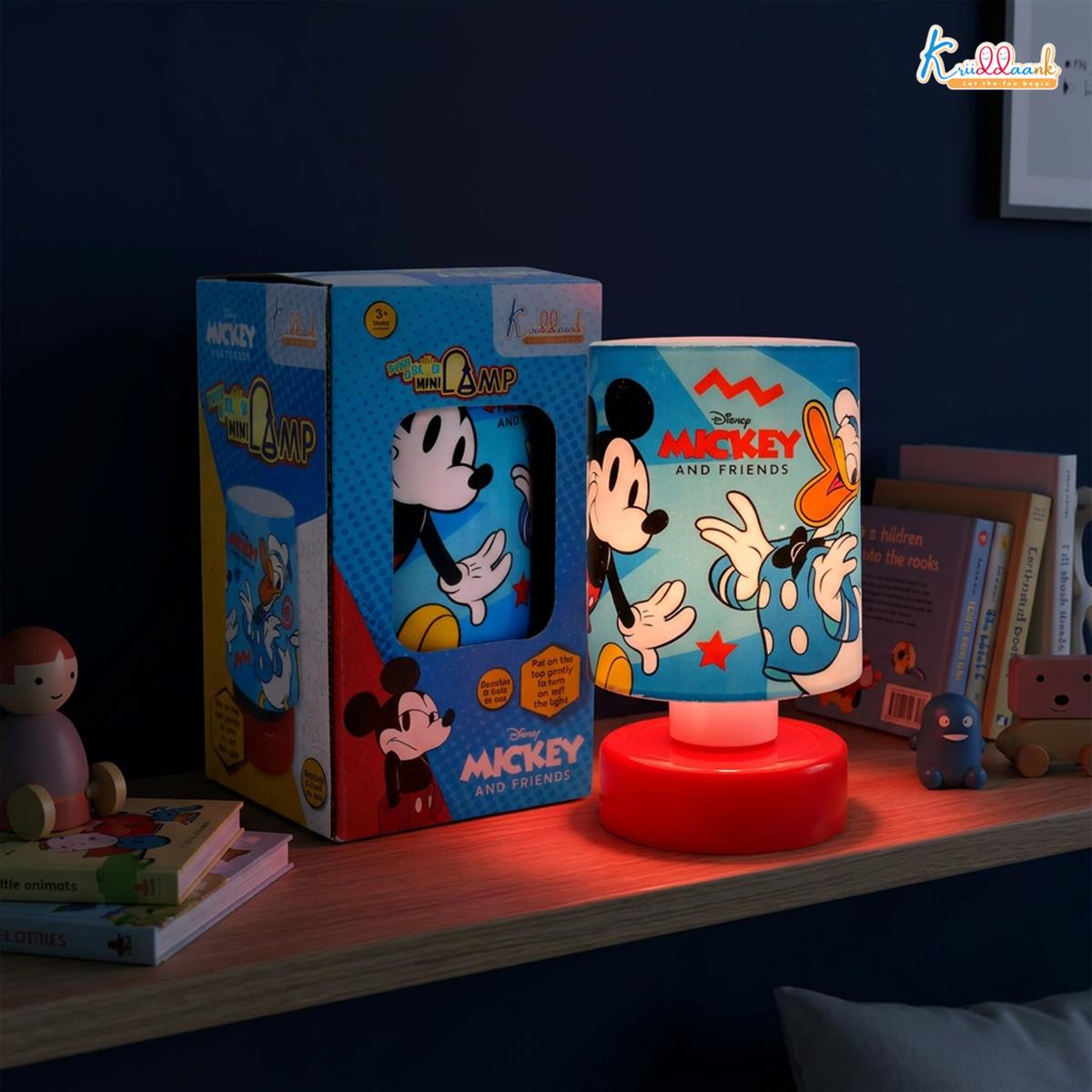 Kriiddaank Mickey Mouse Themed Table Lamp - Battery Operated LED Night Light for Kids Bedroom, Push Top Glow Lamp, Portable Bedside Decor & Disney Collectible Gift for Boys and Girls, 3+ Years