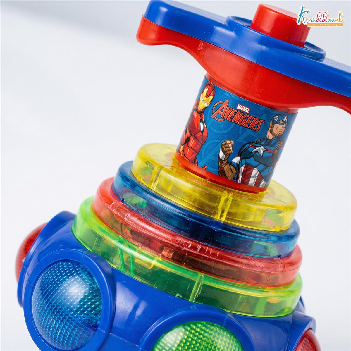 Avengers Dizzy Glow Top - LED Light Up & Musical Spinning Toy for Kids 3+ Years, 360 Degree Rotating Magic Spinner Lattoo with Flashing Lights & Sound, Marvel Avengers Theme, Battery Operated