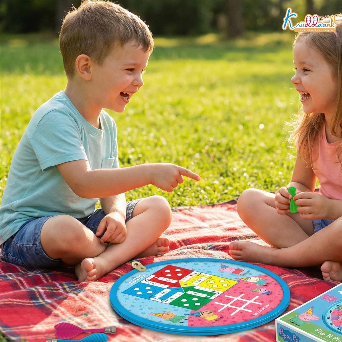 Peppa Pig 2-in-1 Flip N Play Board Game - Magnetic Dartboard & Classic Ludo Set for Kids | Safe Indoor Target Game with Dice, Darts & Pawns | Fun Family Game for Boys & Girls Ages 3+