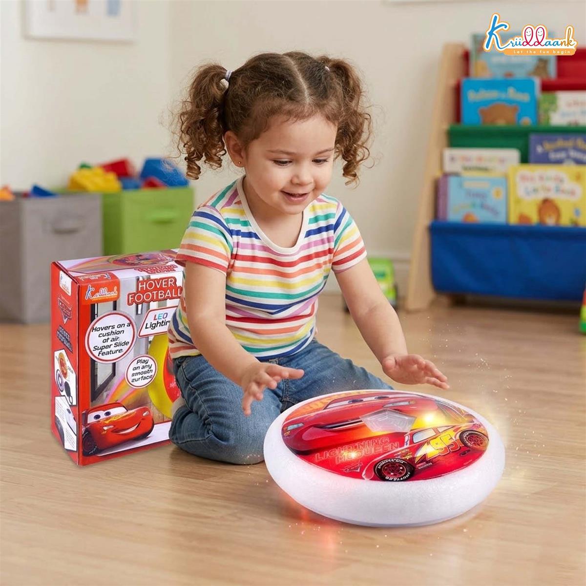 Disney Cars Hover Football for Kids - Safe Indoor Air Power Soccer Ball with LED Lights & Soft Foam Bumpers, USB Rechargeable Floating Football, Ideal Gift for Boys & Girls (Ages 3+)